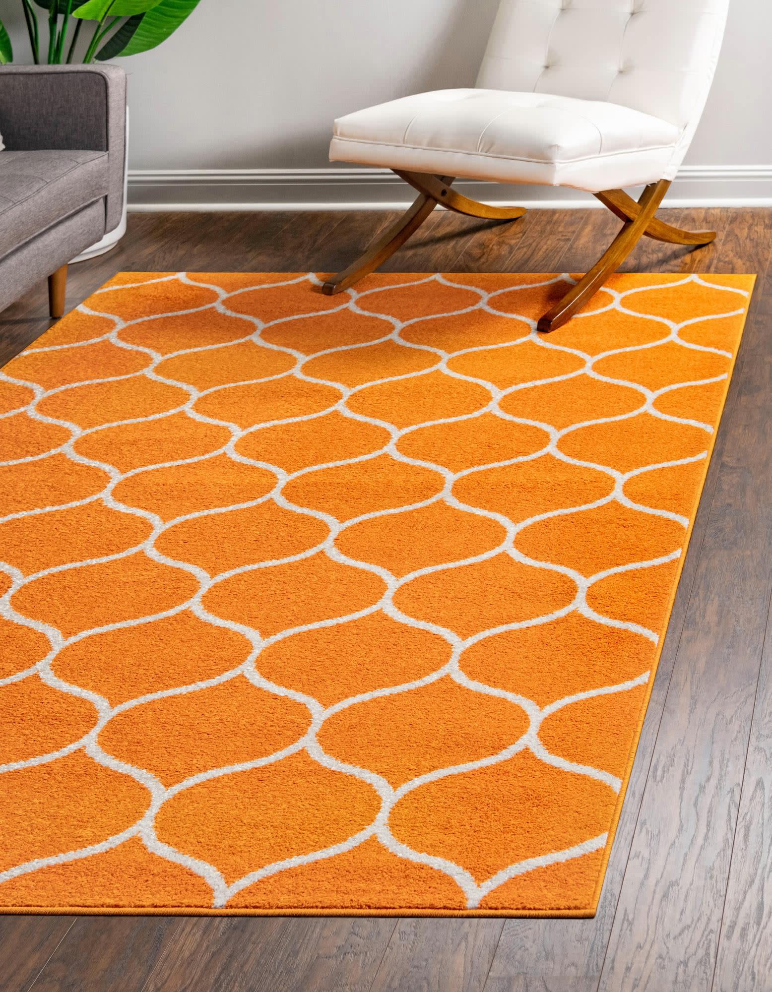 Unique Loom 3146752 Trellis Frieze 9 x 12 (ft) Loomed Polypropylene Orange Rectangular Indoor Trellis Area rug