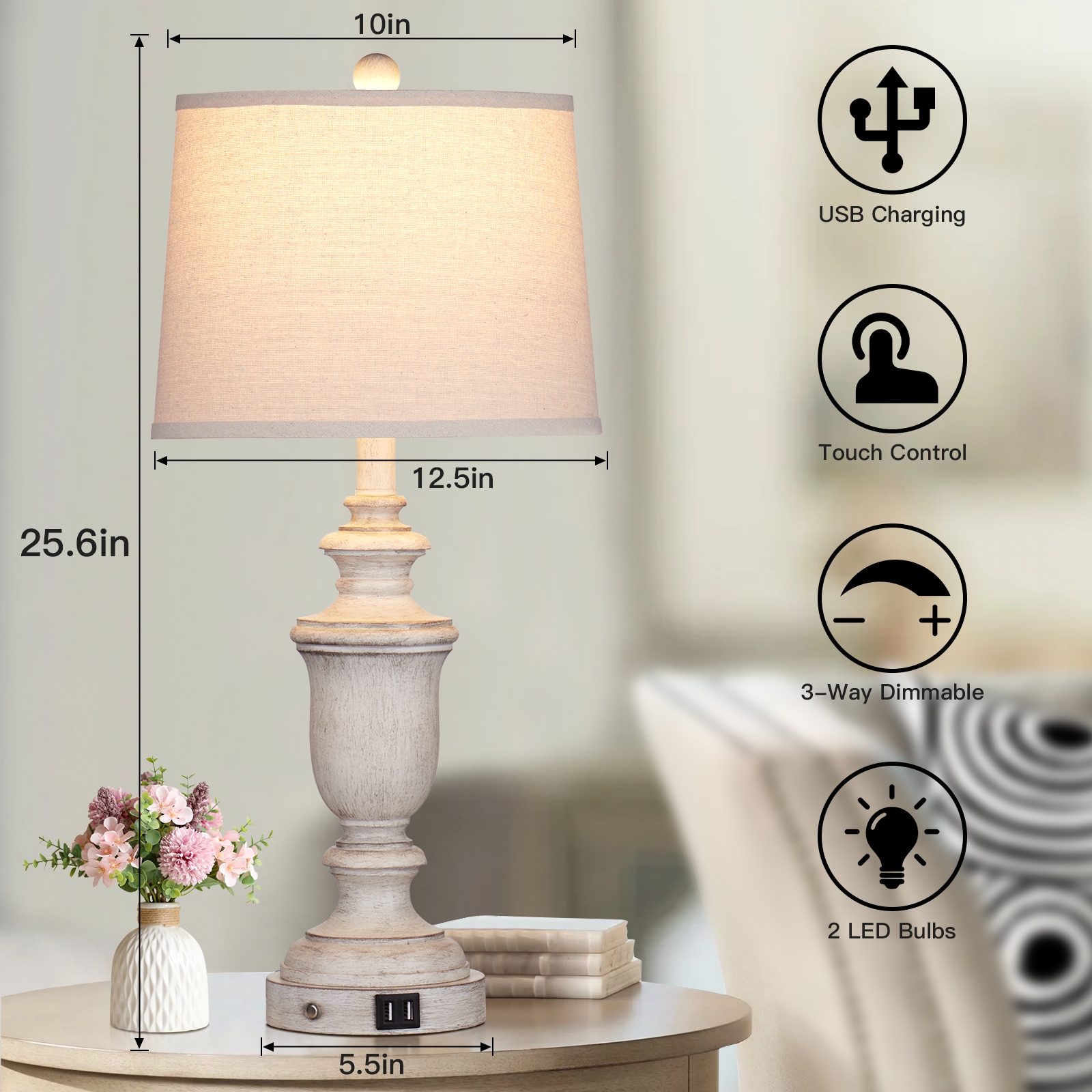 UrFurnishings TD-219 Table-Lamps - View #3