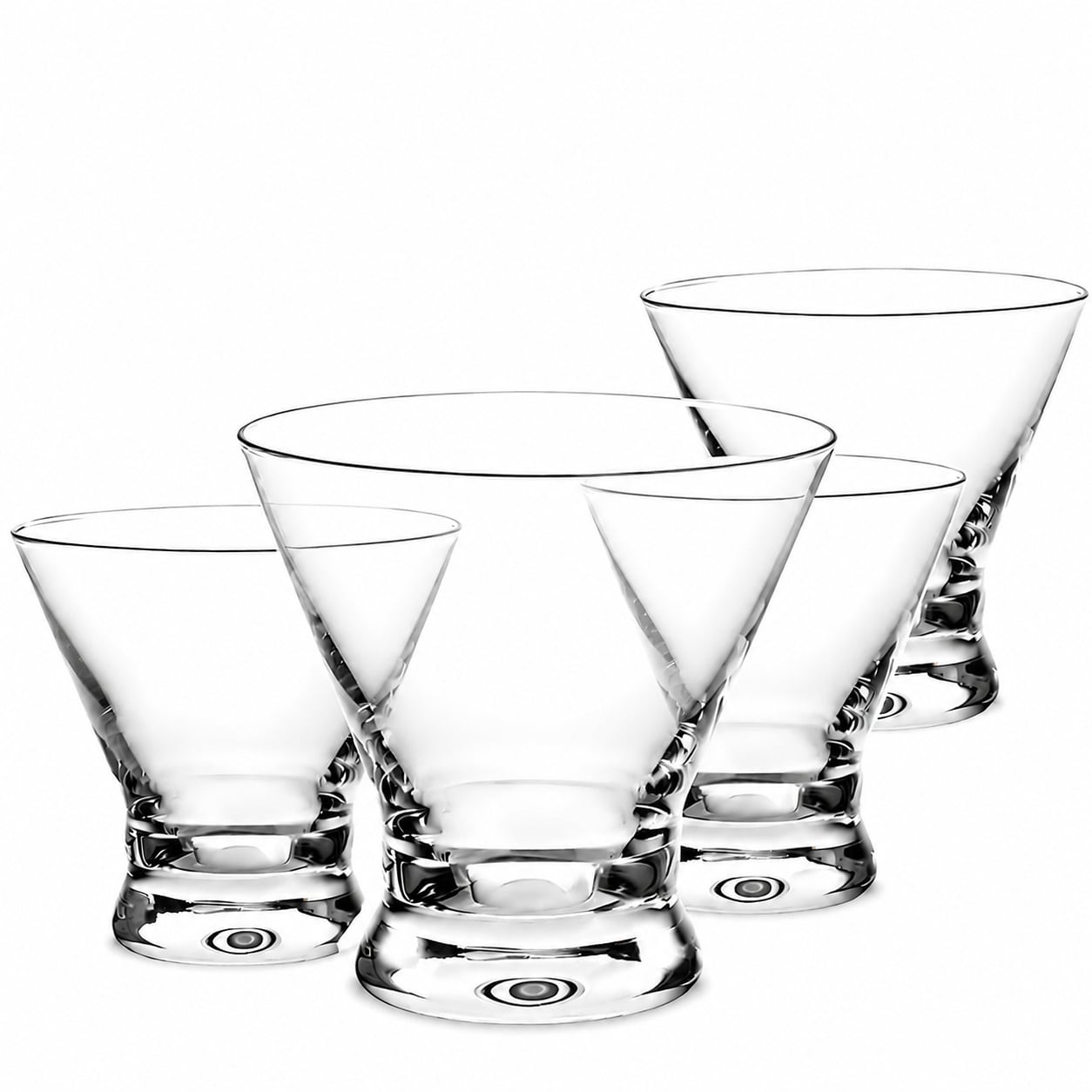 Aoibox  4 Pack Stemless Martini Glasses 8 oz Lead Free Crystal Glass Cocktail Margarita Wine Dessert Cups with Thick Base and Towel