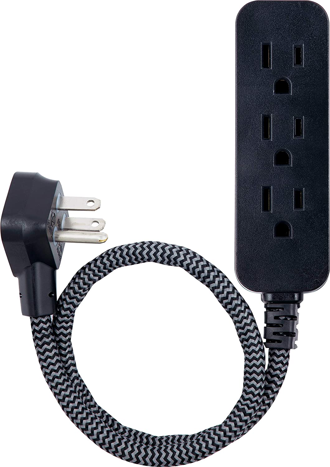 2-Pack Flat 3-Outlet Extension Cord with Space Saver Outlet Plug