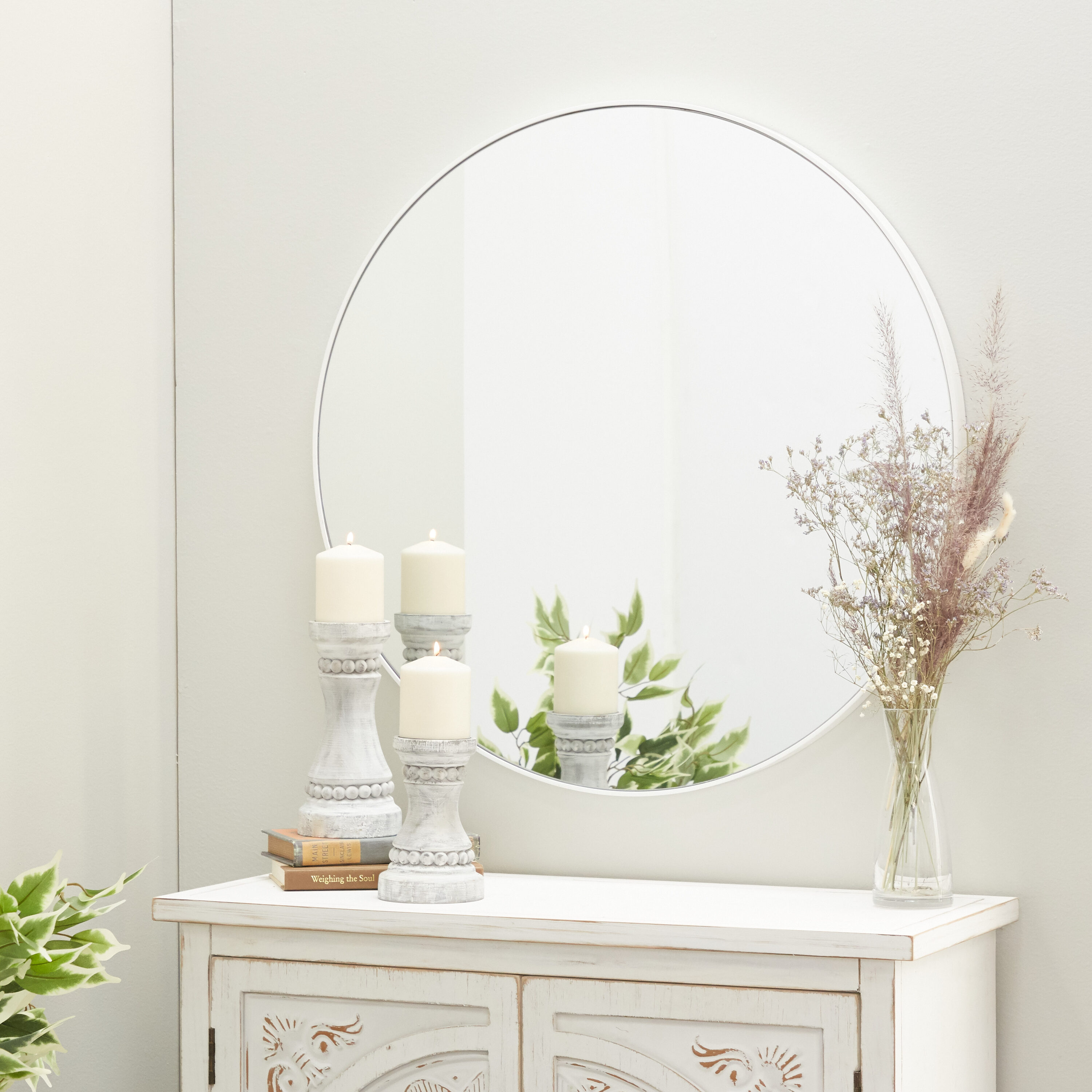 Grayson Lane 98570 30-Inches W x 30.0-Inches H Round White Framed Wall Mirror