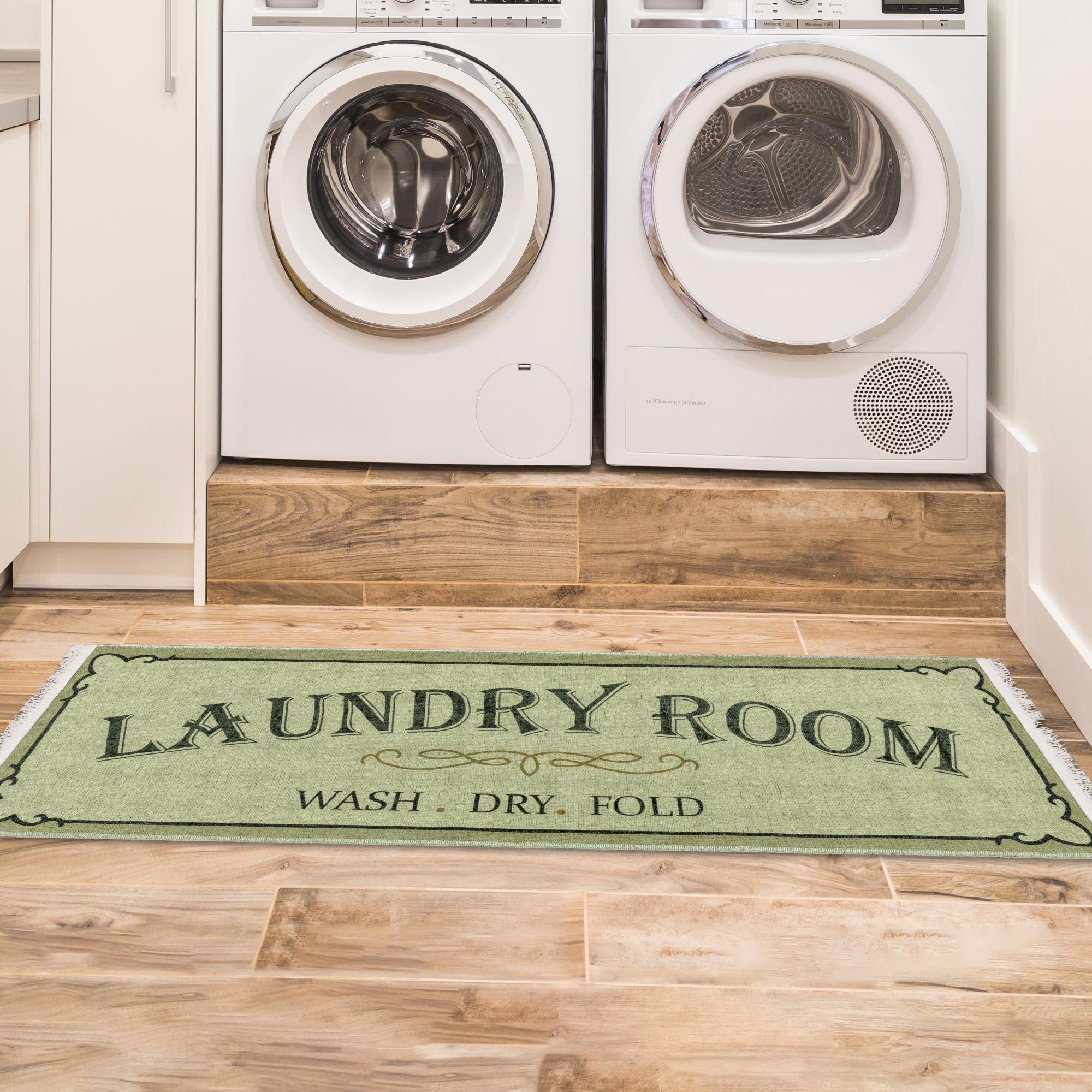 Ottomanson WTN7701-2X5 Washtown 2 x 5 (ft) Loomed Cotton Beige Cotton Rectangular Indoor Mid-Century Modern Machine washable Runner rug