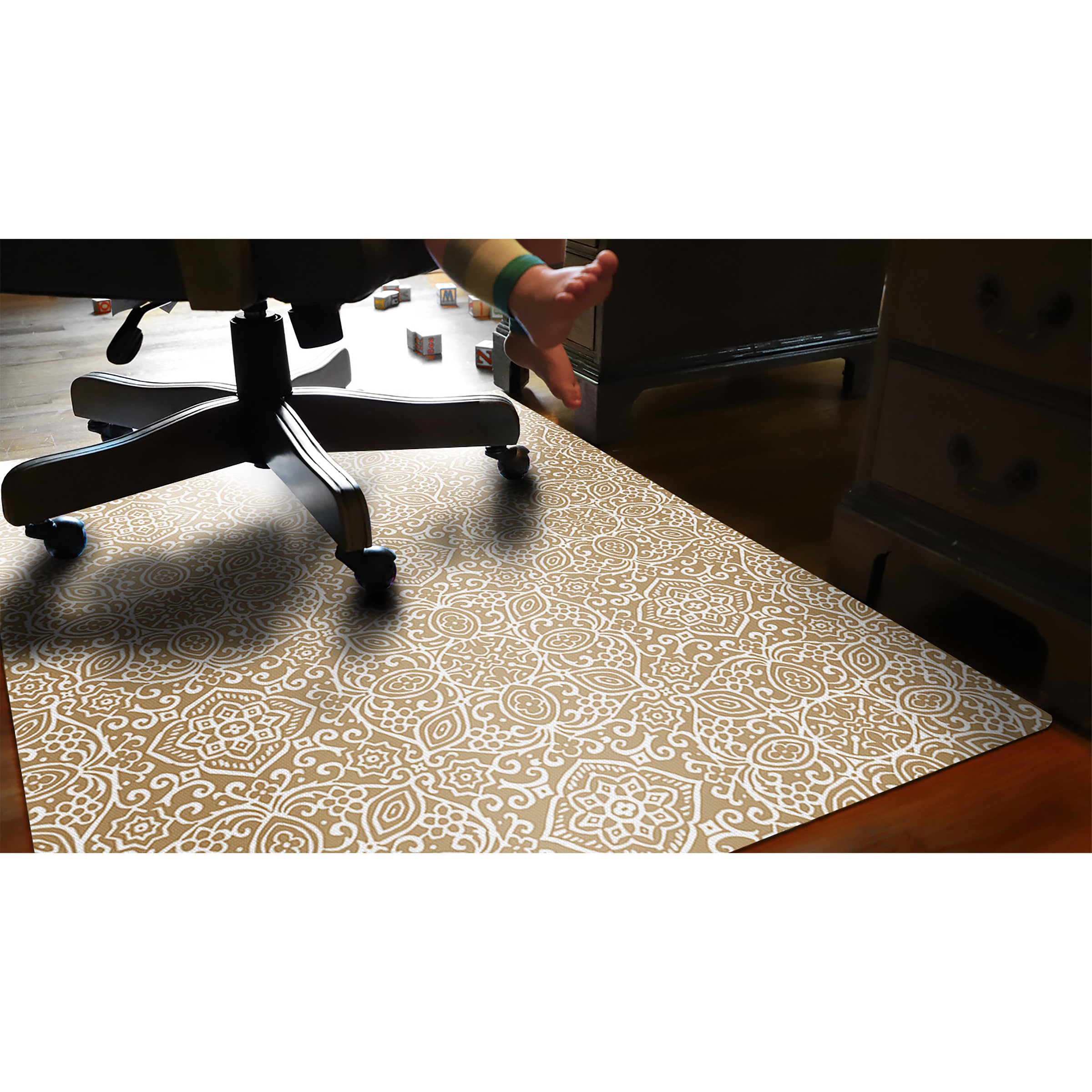 Bungalow Flooring 2285510034 3-ft x 4-ft Khaki Polyester Rectangular Indoor Decorative Chair Mat