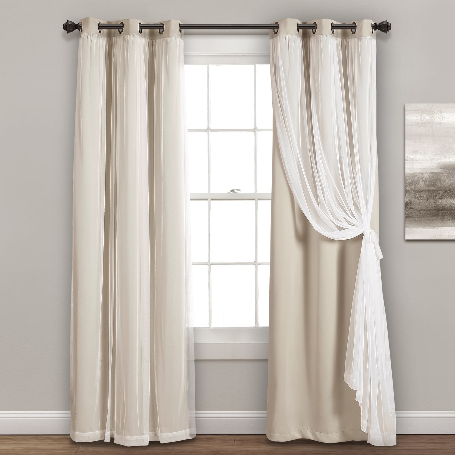 Lush Decor 16T004206 120-Inches Wheat Blackout Grommet Curtain panel pair