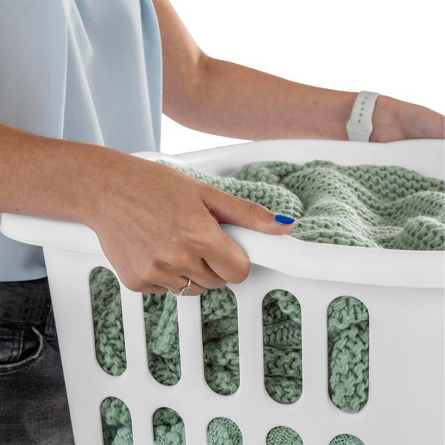 White Stackable Plastic Laundry Baskets, 12-Pack, 1.5 Bushel