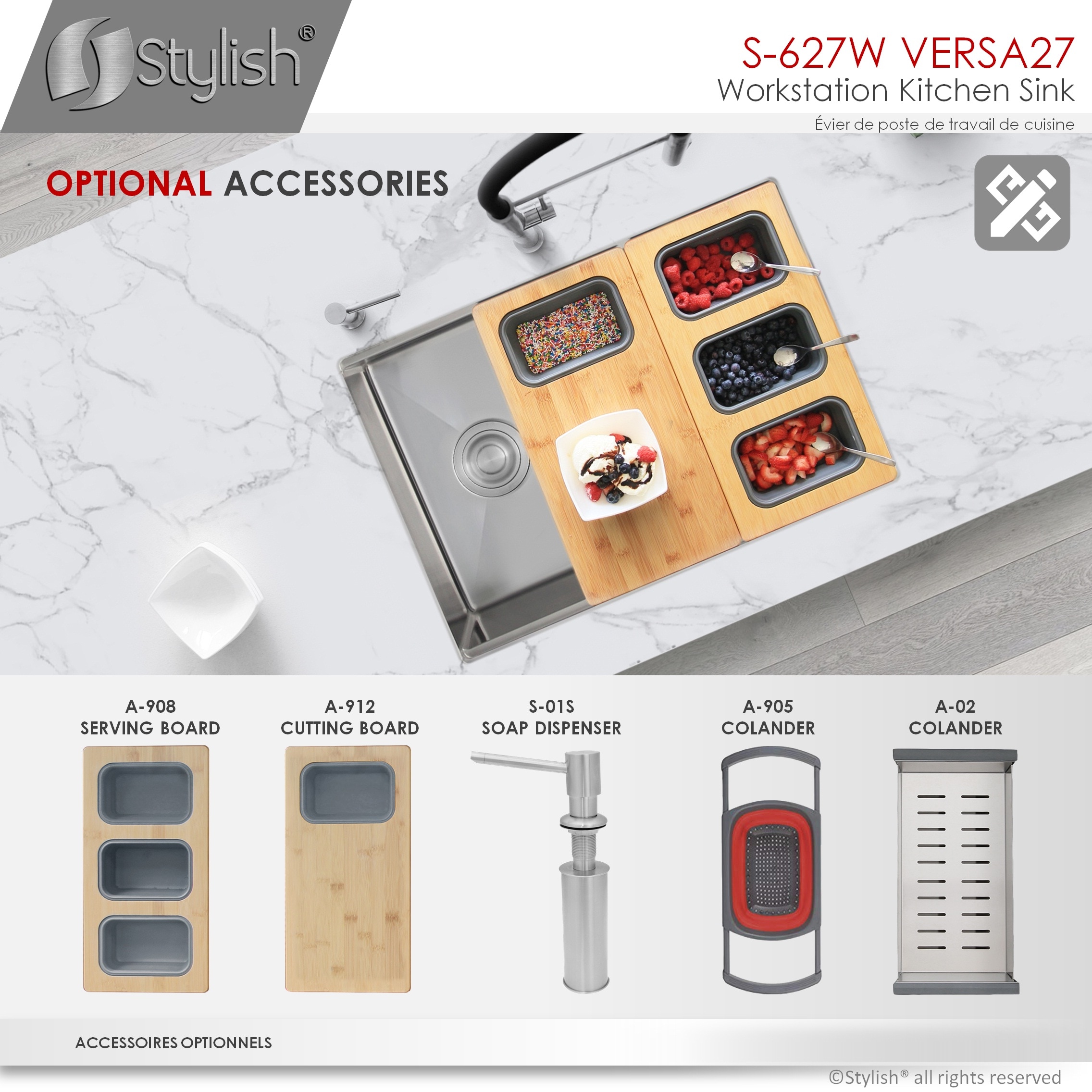 Stylish S-627W Kitchen-Sinks - View #14