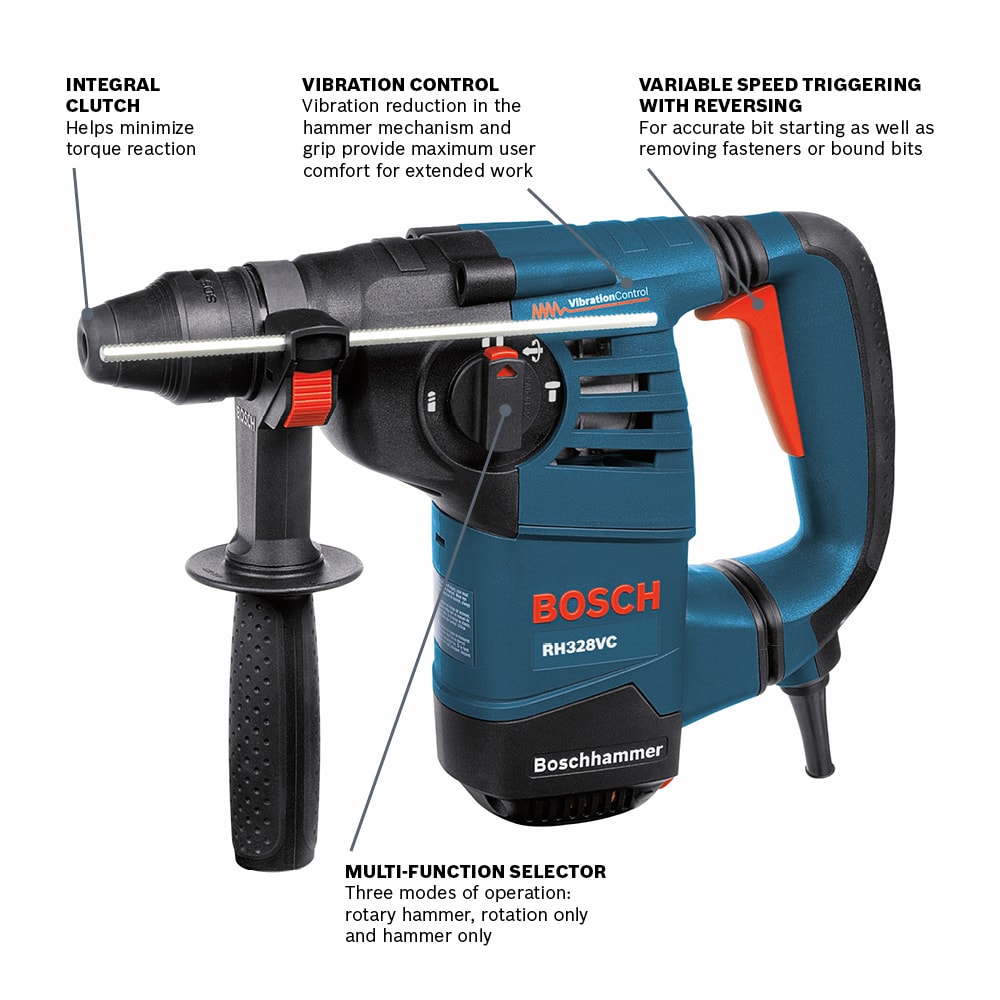 Bosch 8-Amp Sds-plus Variable Speed Corded Rotary Hammer Drill the Rotary Hammer Drills department at Lowes.com