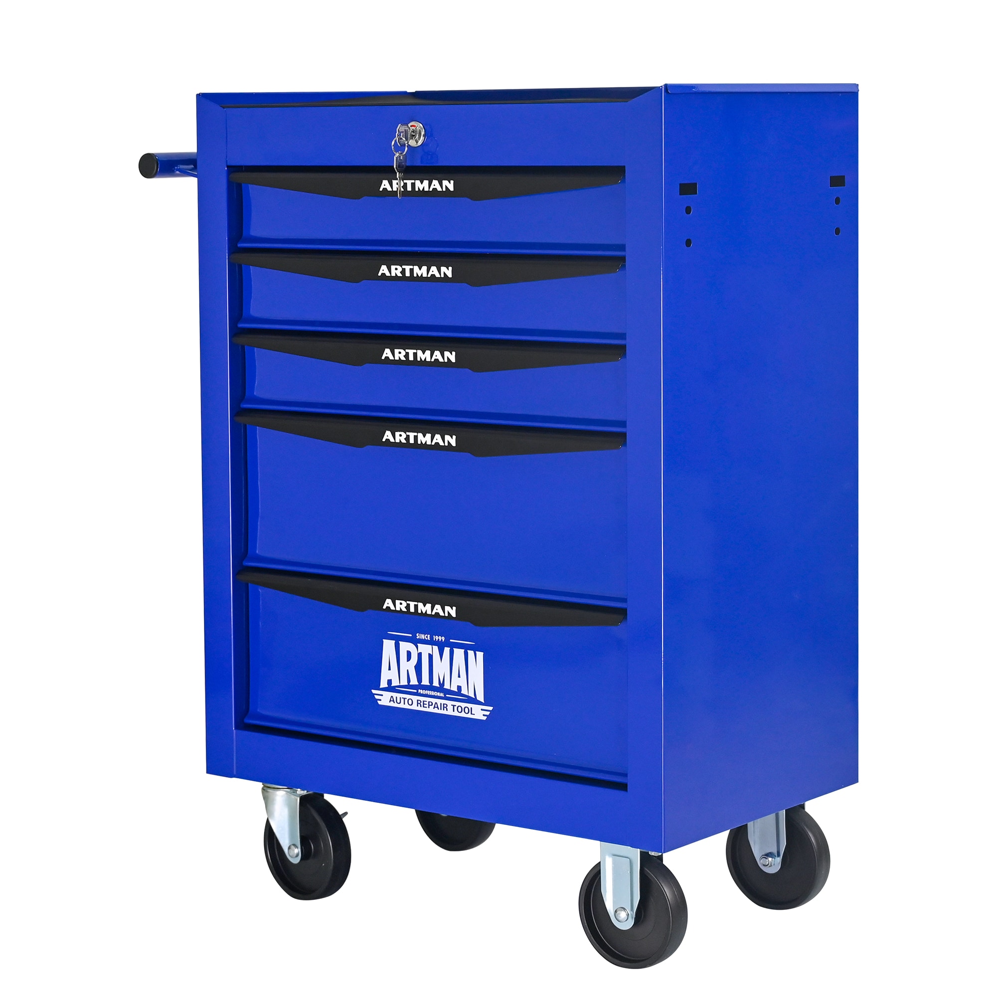 LUCKY ONE 20-in 5-Drawer Steel Rolling Tool Cabinet (Blue)