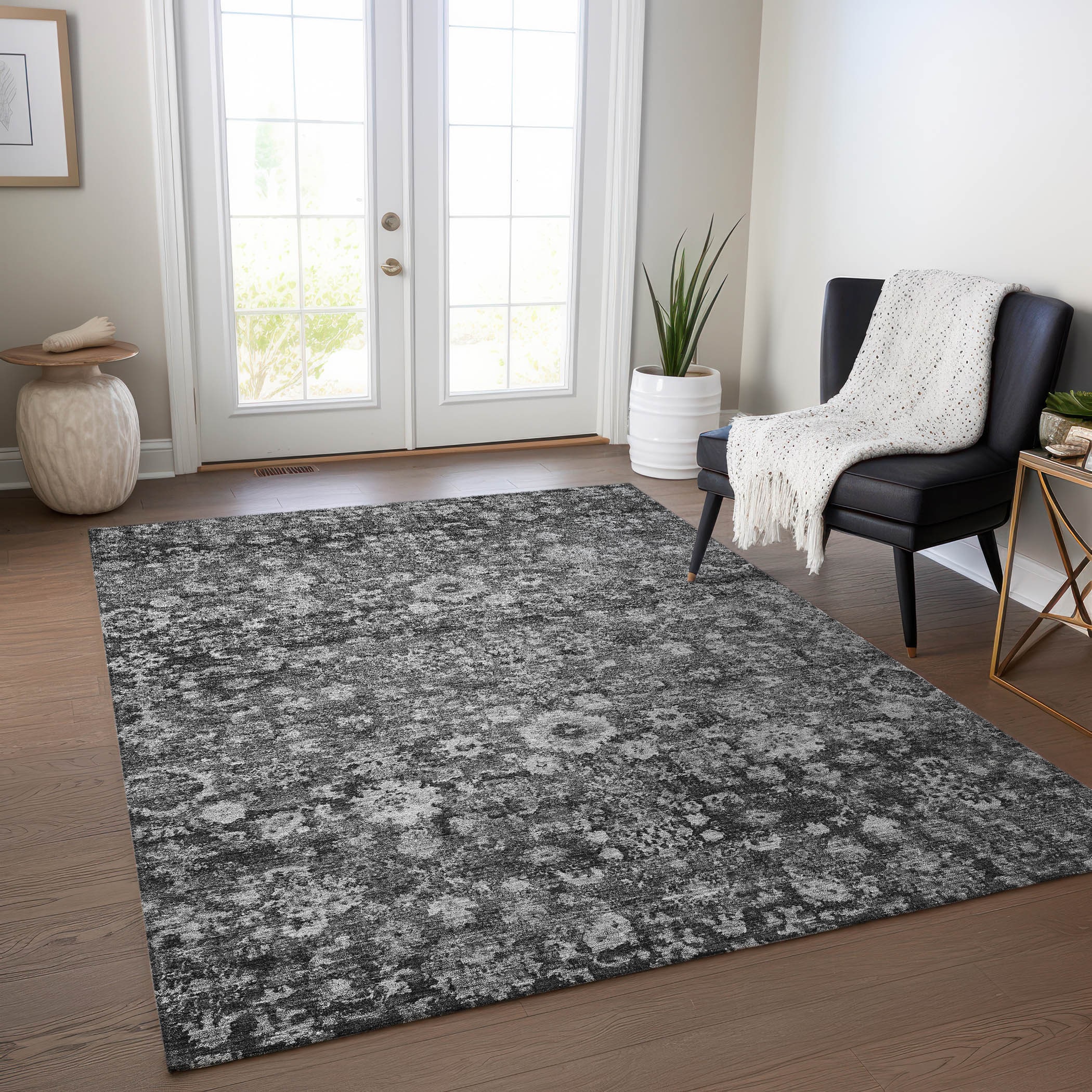 Addison Rugs ACN651GY8X10 Chantille ACN651GY 8 x 10 (ft) Polyester Gray Rectangular Indoor/Outdoor Abstract Machine washable Area rug