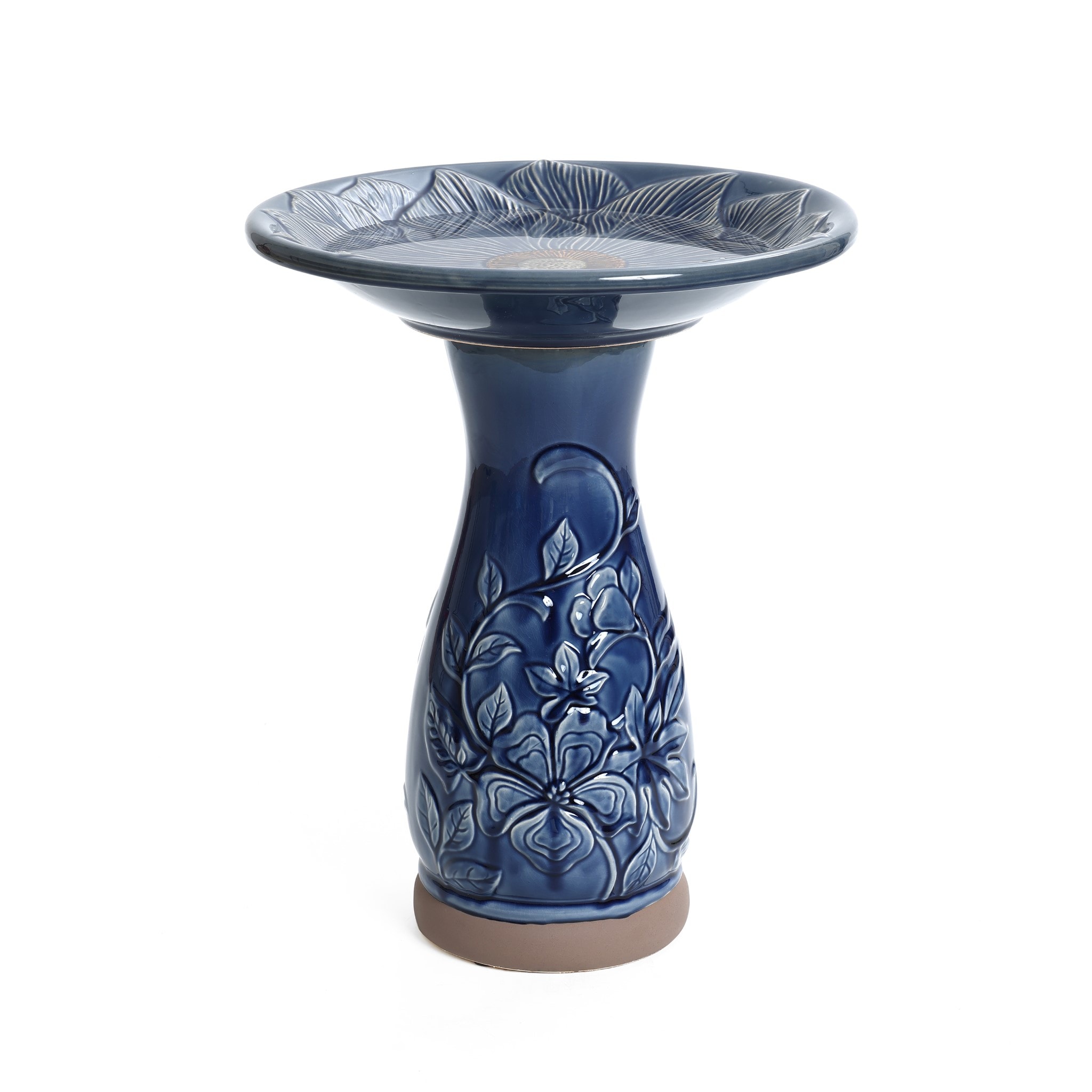 LuxenHome WHP2271 22.05-in H Blue Ceramic Birdbath bowl