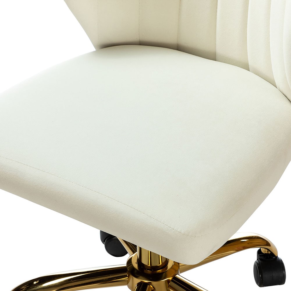 Ivory Adjustable Swivel Task Chair with Gold Metal Base