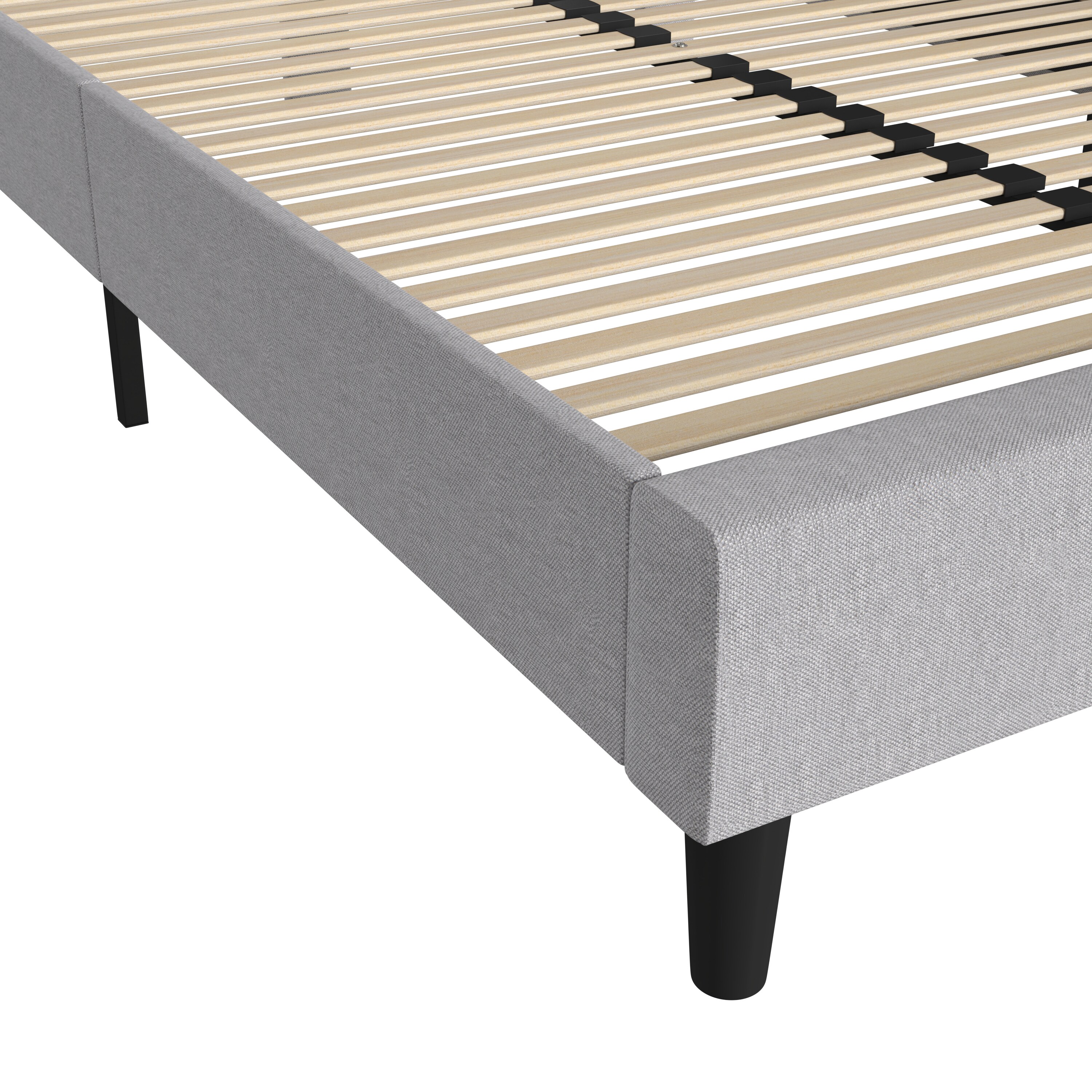 Addison Full Double Light Grey Upholstered Platform Bed with Rounded Headboard