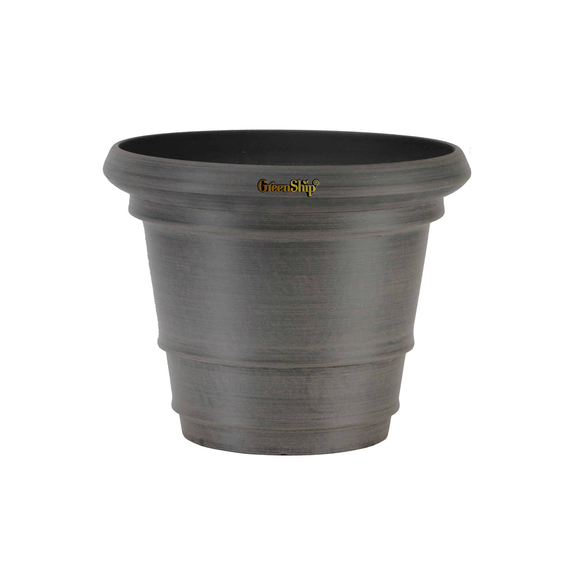 Greenship S-YG38C Round 12.0-Inches W Large Gray Resin Indoor/Outdoor Planter