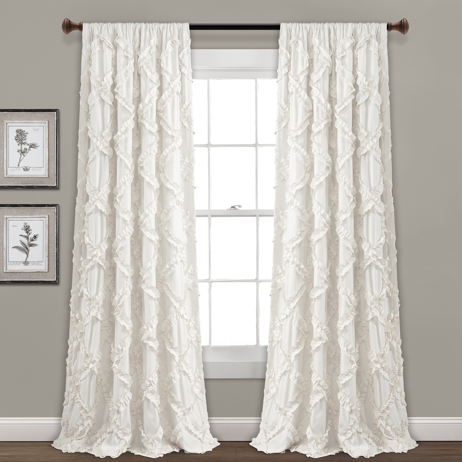 Lush Decor 16T004115 95-Inches White Rod pocket Curtain panel pair