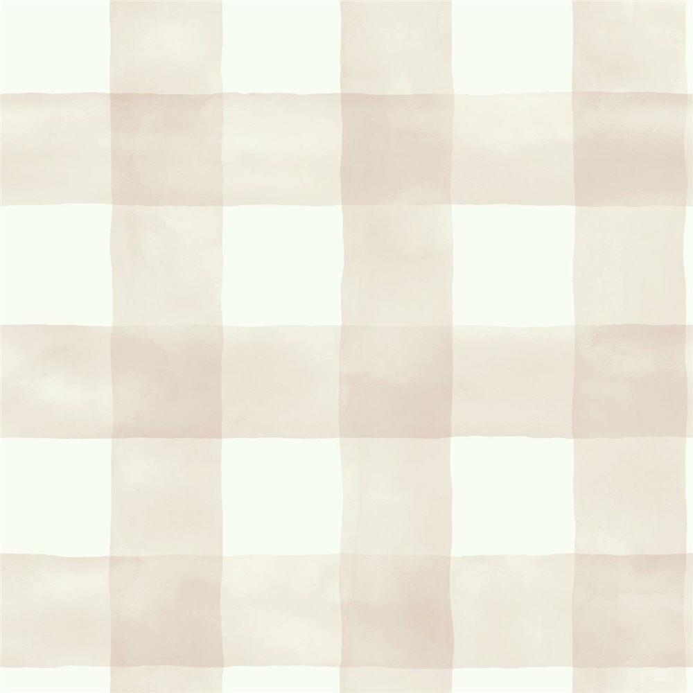 Magnolia Home MH1517 56-sq ft Pink/White Paper Checks Prepasted Soak and Hang Wallpaper