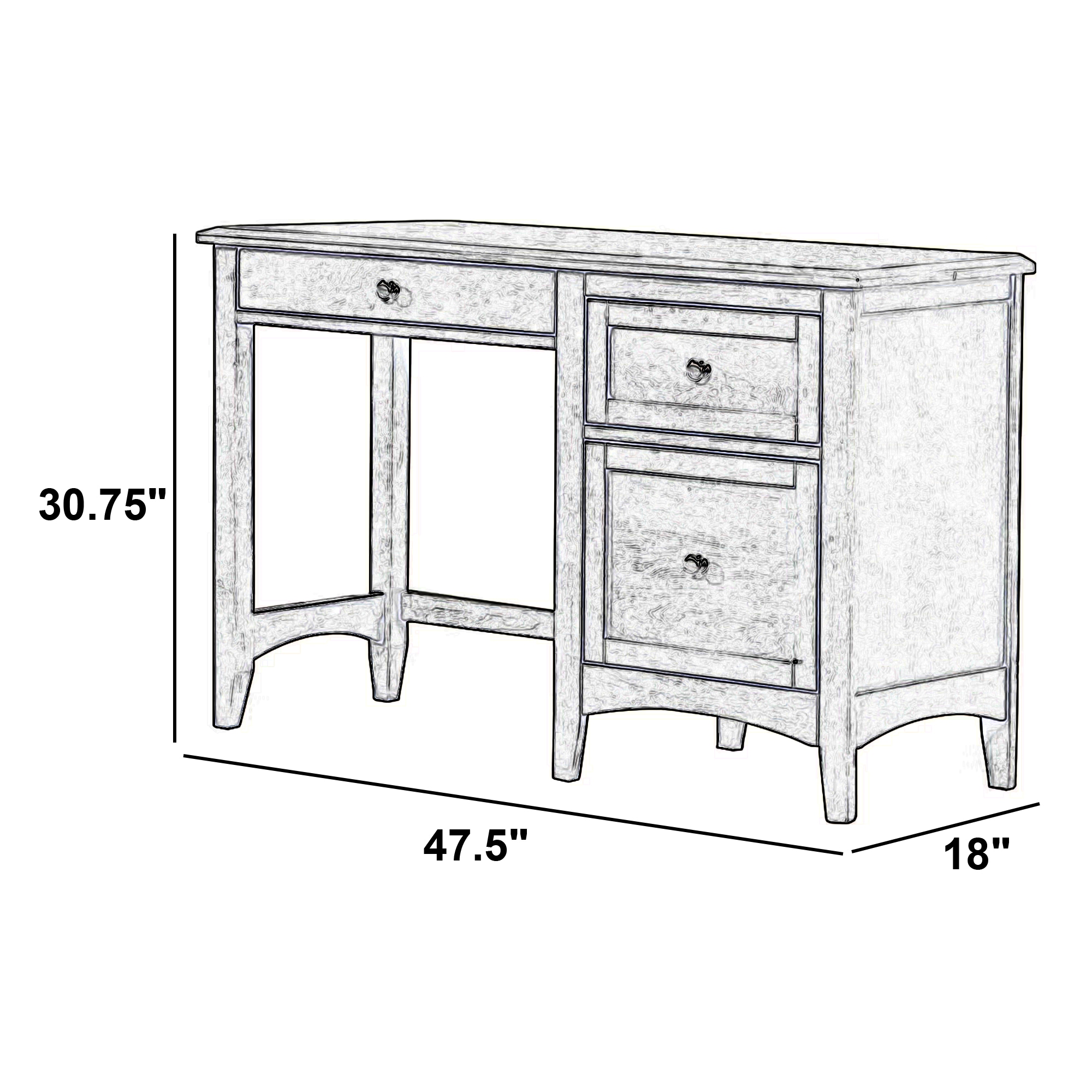 Elegant Gray Wooden Writing Desk with Keyboard Tray and Dual Drawers