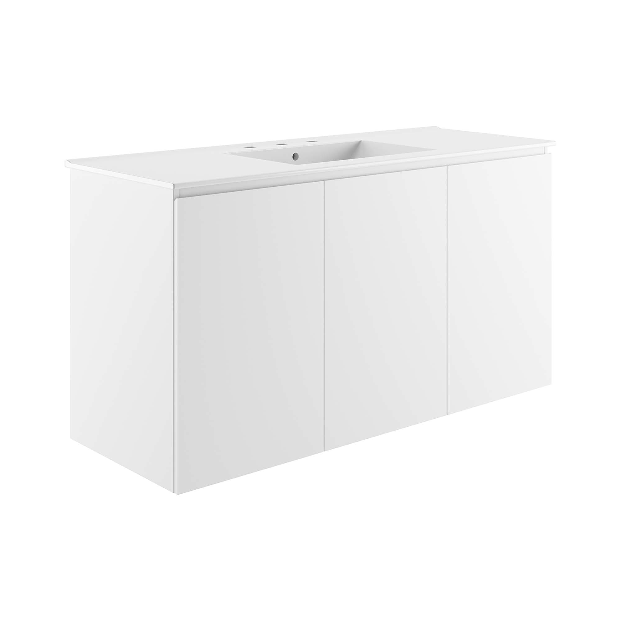 Modway  Bryn 48-in Wall-Mount Bathroom Vanity in White White