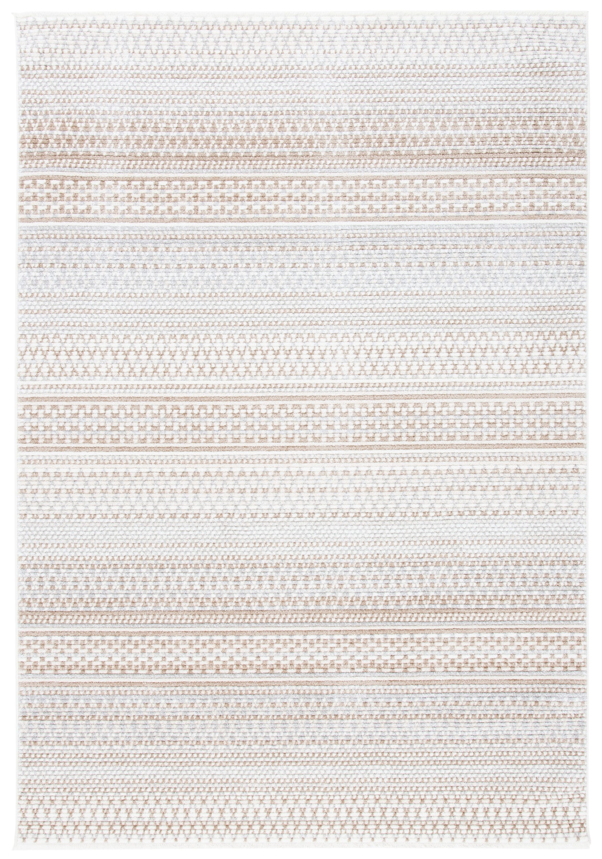 Boho Modern Beige Round Synthetic Easy-Care Area Rug