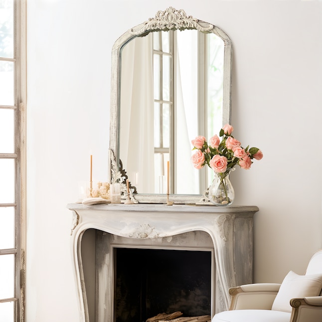 NeuType 24-in W x 36-in H Weathered White Framed Wall Mirror in the ...