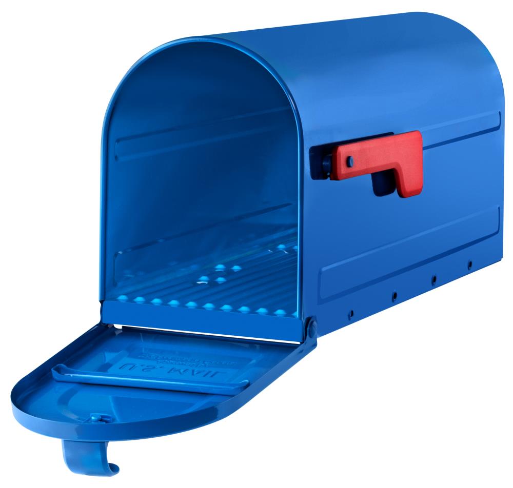 Architectural Mailboxes Post Mount Blue Metal Standard Mailbox in 