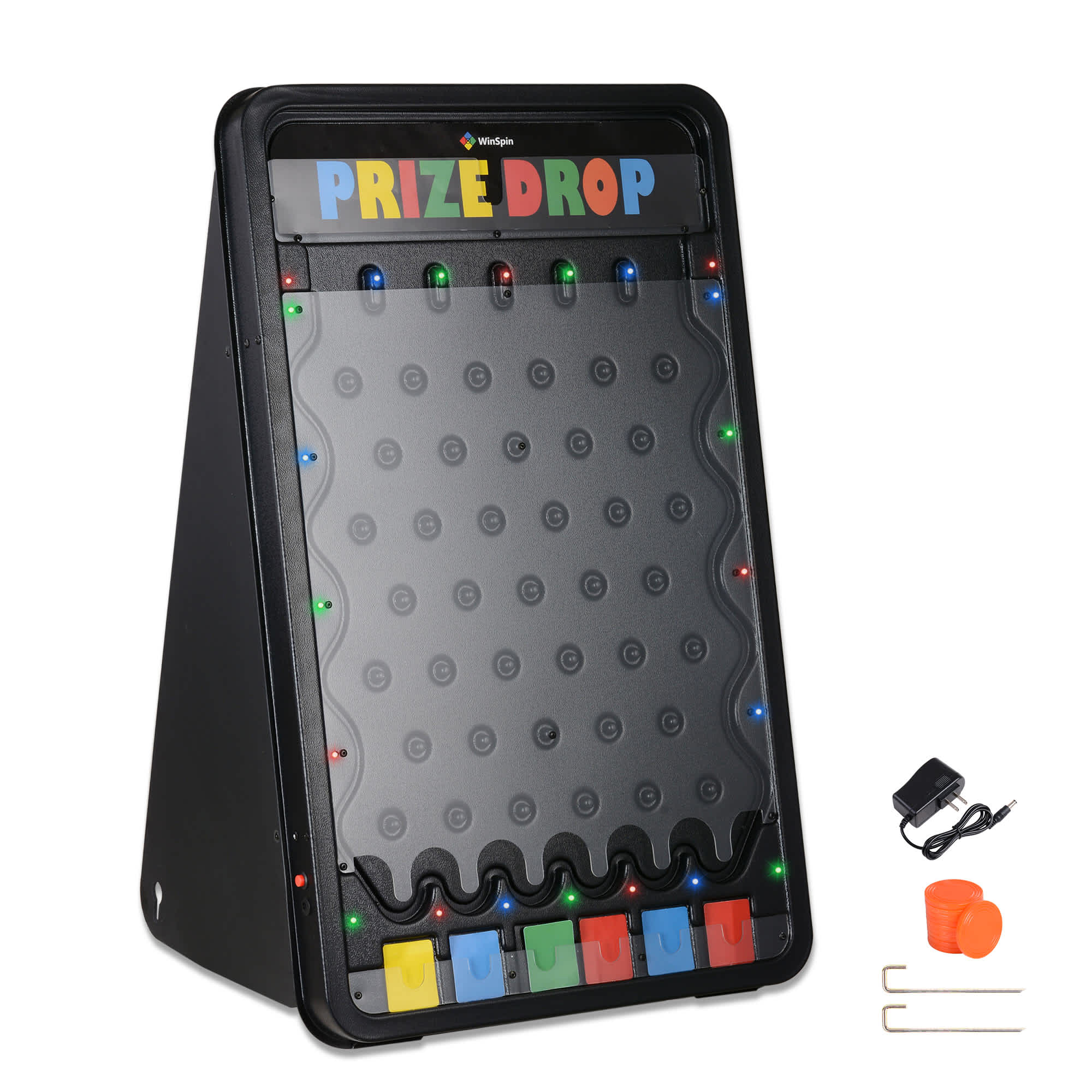 Yescom 35PDG002-3119L-06-LO WinSpin 30x19IN Medium Prize Drop with LED Light 10 Pucks Board Game Carnival Party