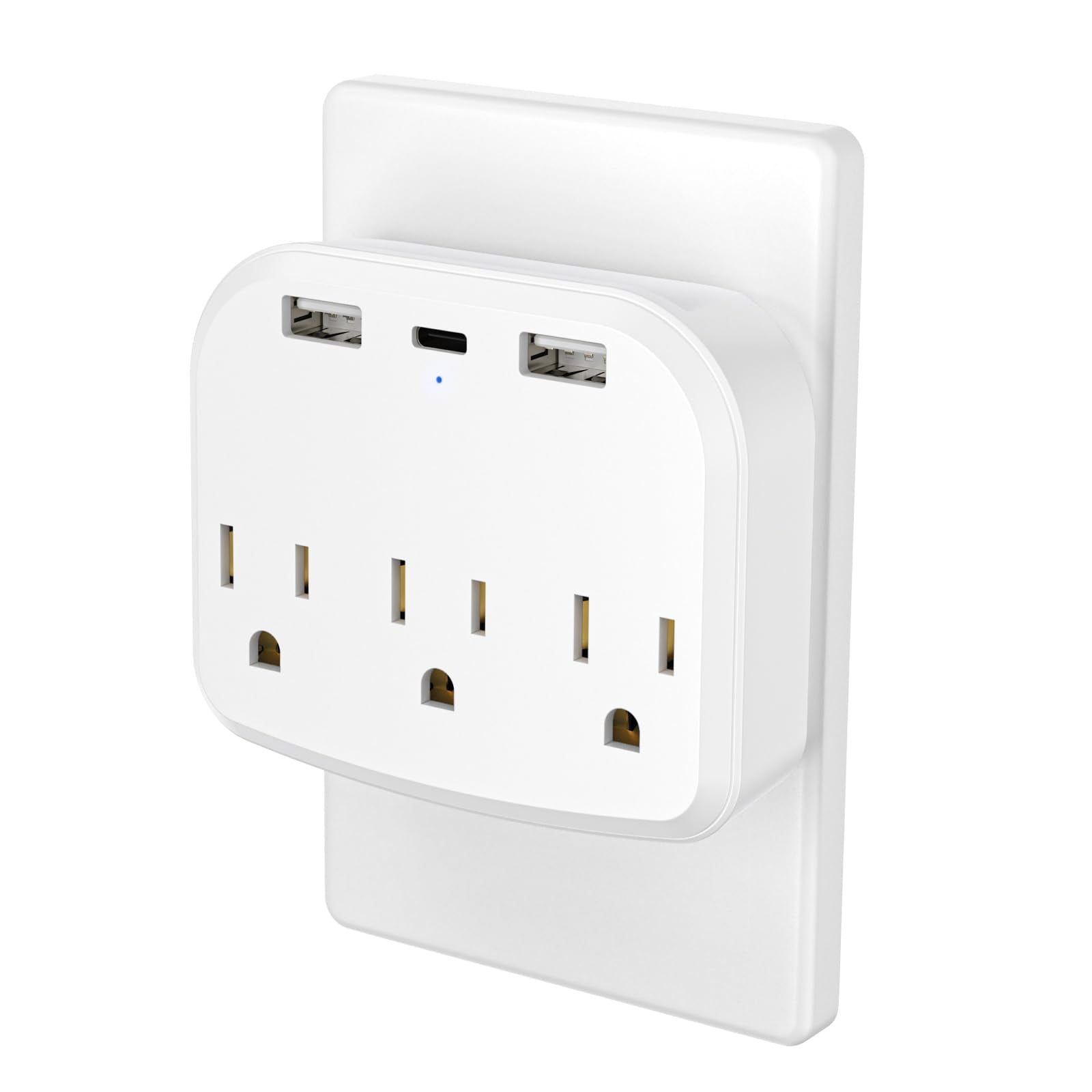 Adrinfly  Outlet Extender with Phone Holder and Two USB A One USB C Ports Multi Plug Wall Outlet for Bedrooms Living Rooms Offices and Travel