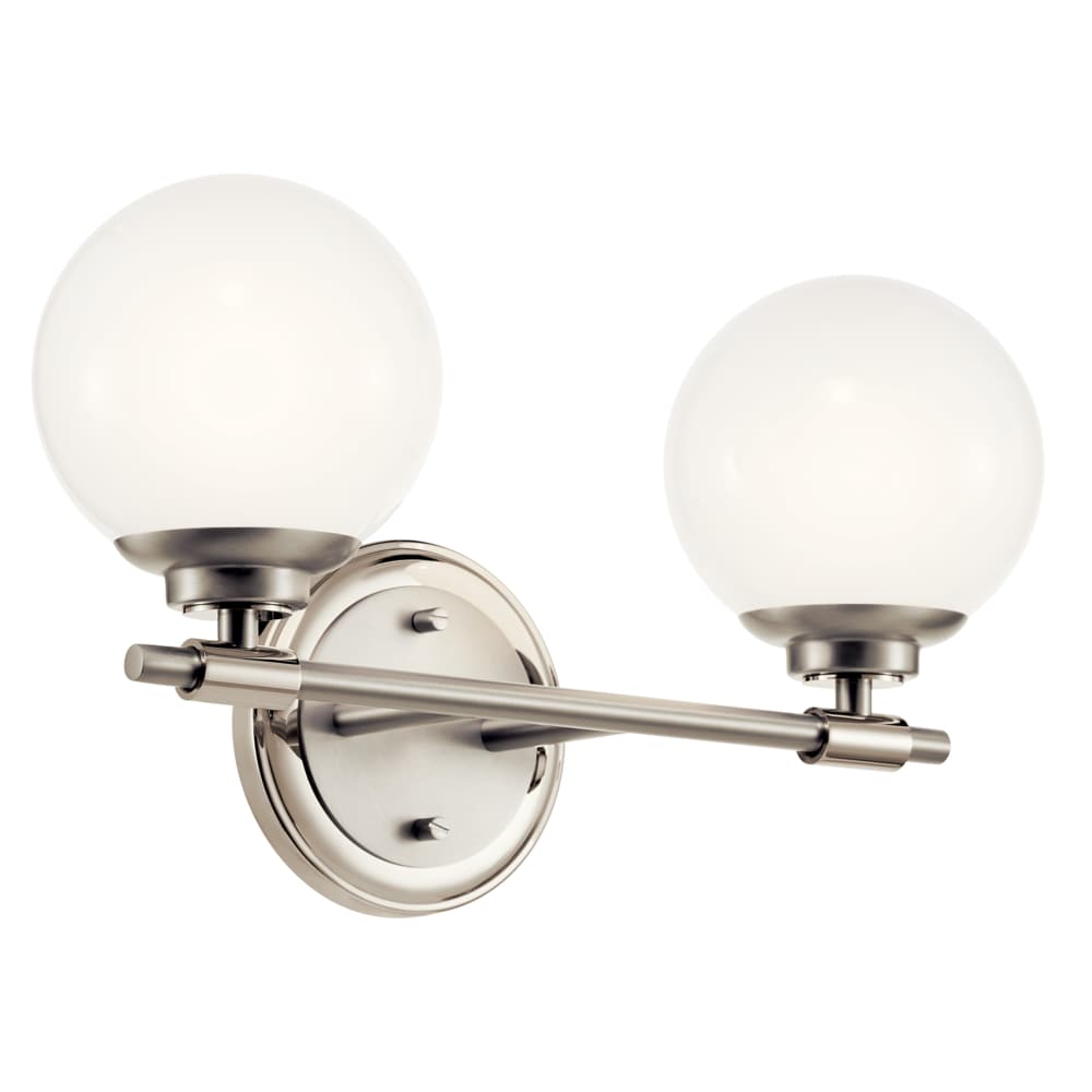Kichler 55171PN Benno 14.75-in 2 -Light Polished Nickel Industrial Vanity light