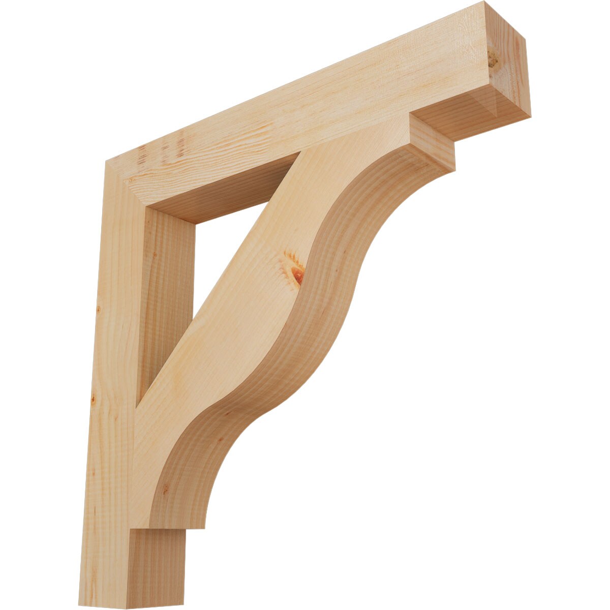 Ekena Millwork BKT04X26X26FST05SDF Funston Block Smooth 3-1/2-in x 26-in x 26-in Douglas fir Brown Wood Standard bracket
