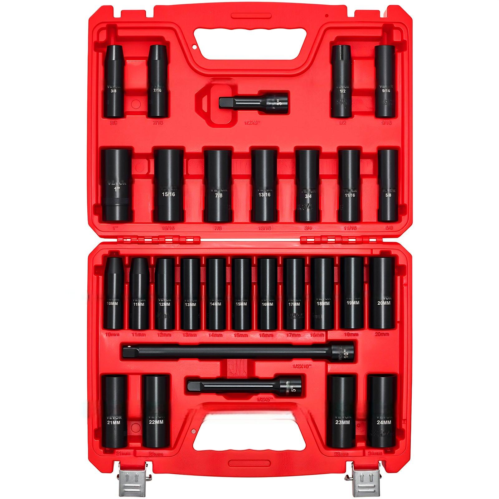 SUGIFT Impact Socket Set for Heavy Duty Repair with Deep Sockets and Extension Bars #QLLSSGS151