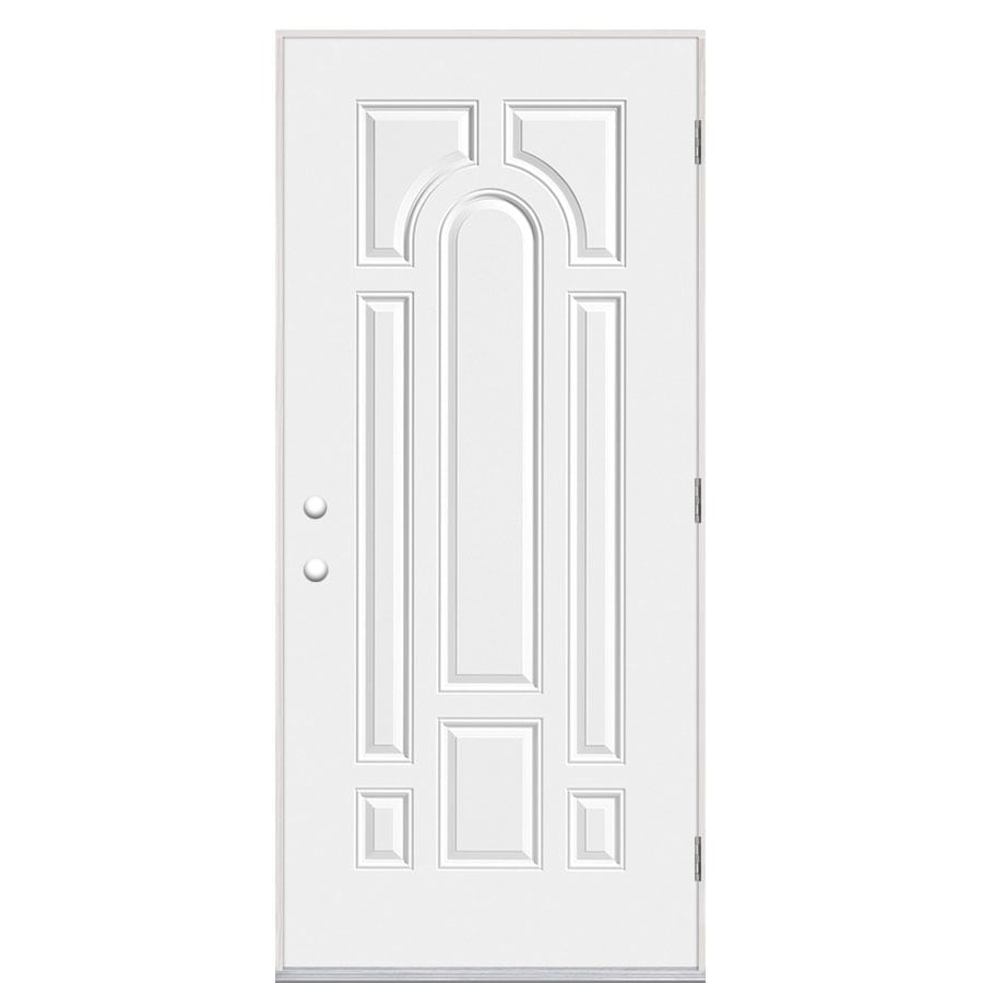 Masonite 691247 36-in x 80-in Steel Left-Hand Outswing Primed Prehung Front Door Insulating Core