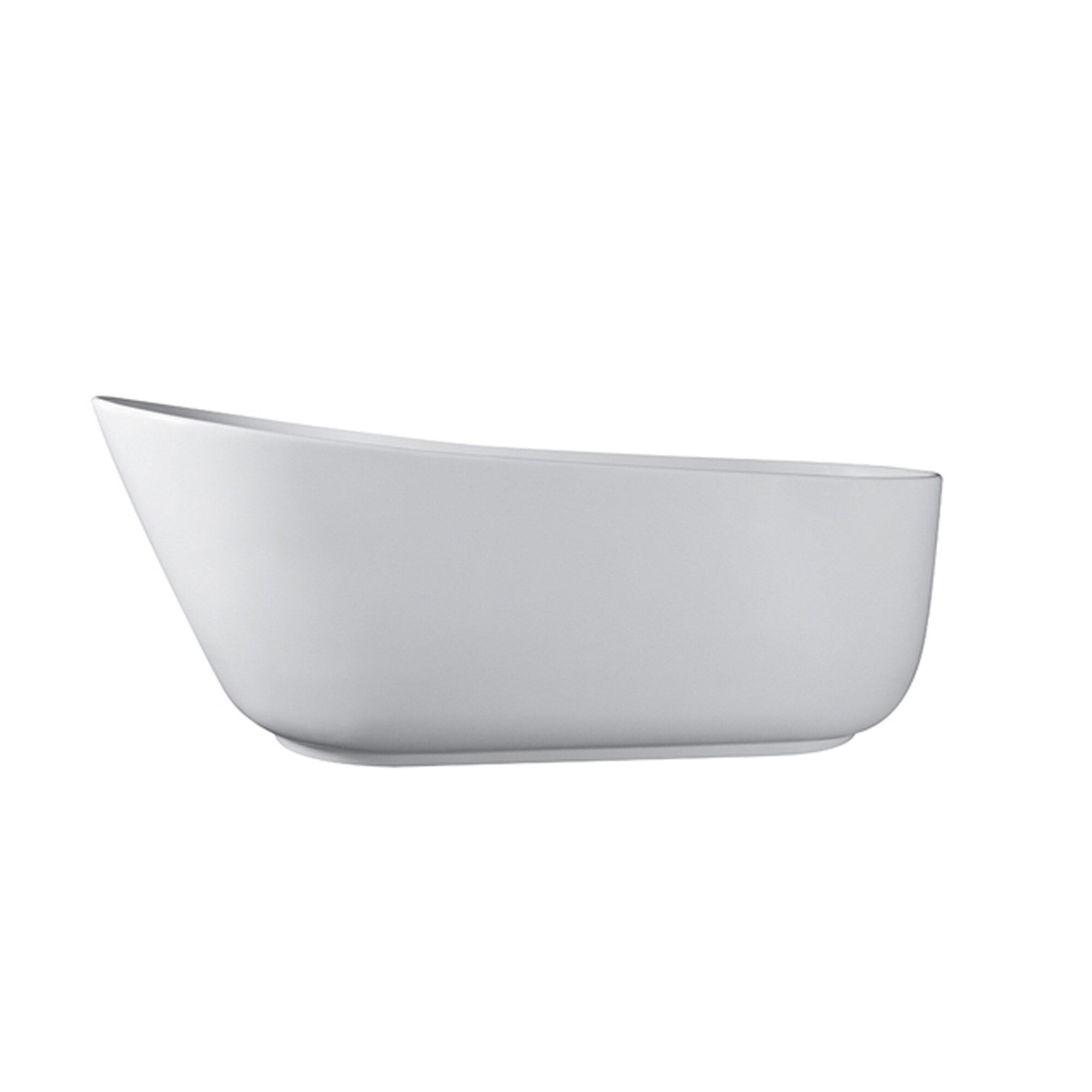 LIVACA 67 inch Matte White Solid Surface Stone Resin Oval Soaking Bathtub with Overflow for the Bathroom