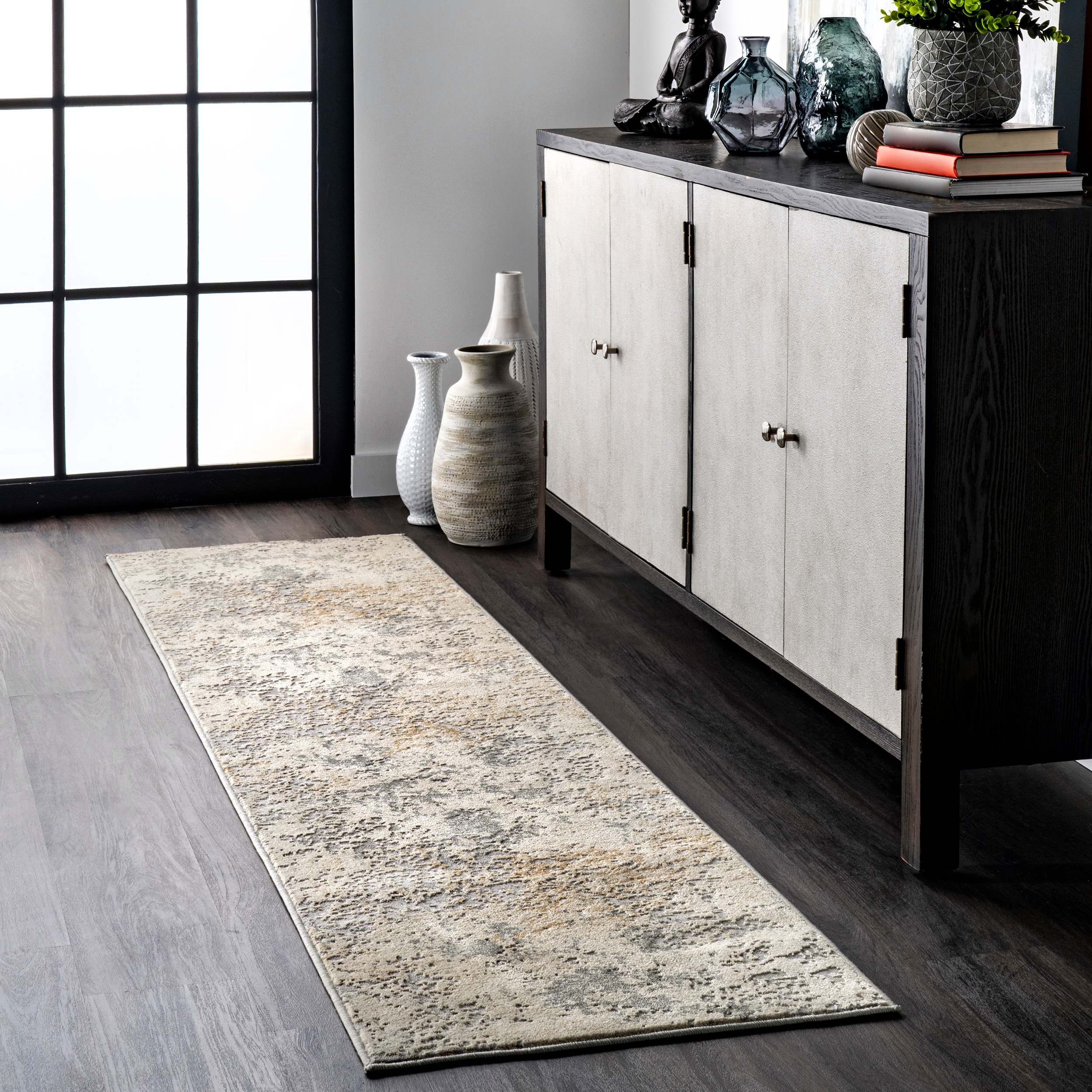 nuLOOM ERTR07A-2606 Motto 2 x 6 (ft) Loomed Polypropylene Beige Rectangular Indoor Abstract Runner rug