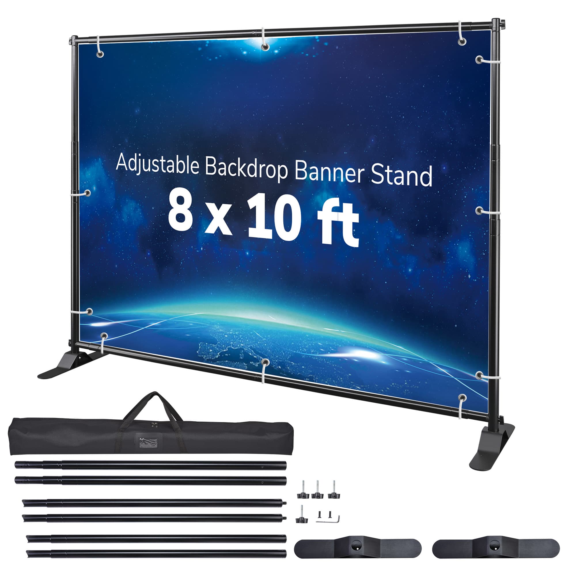 Yescom 35BST001-8X10-06-LO InstaHibit 8x10 Ft Telescopic Step and Repeat Heavy Duty Backdrop Banner Stand with Carry Bag Photo Wall Display