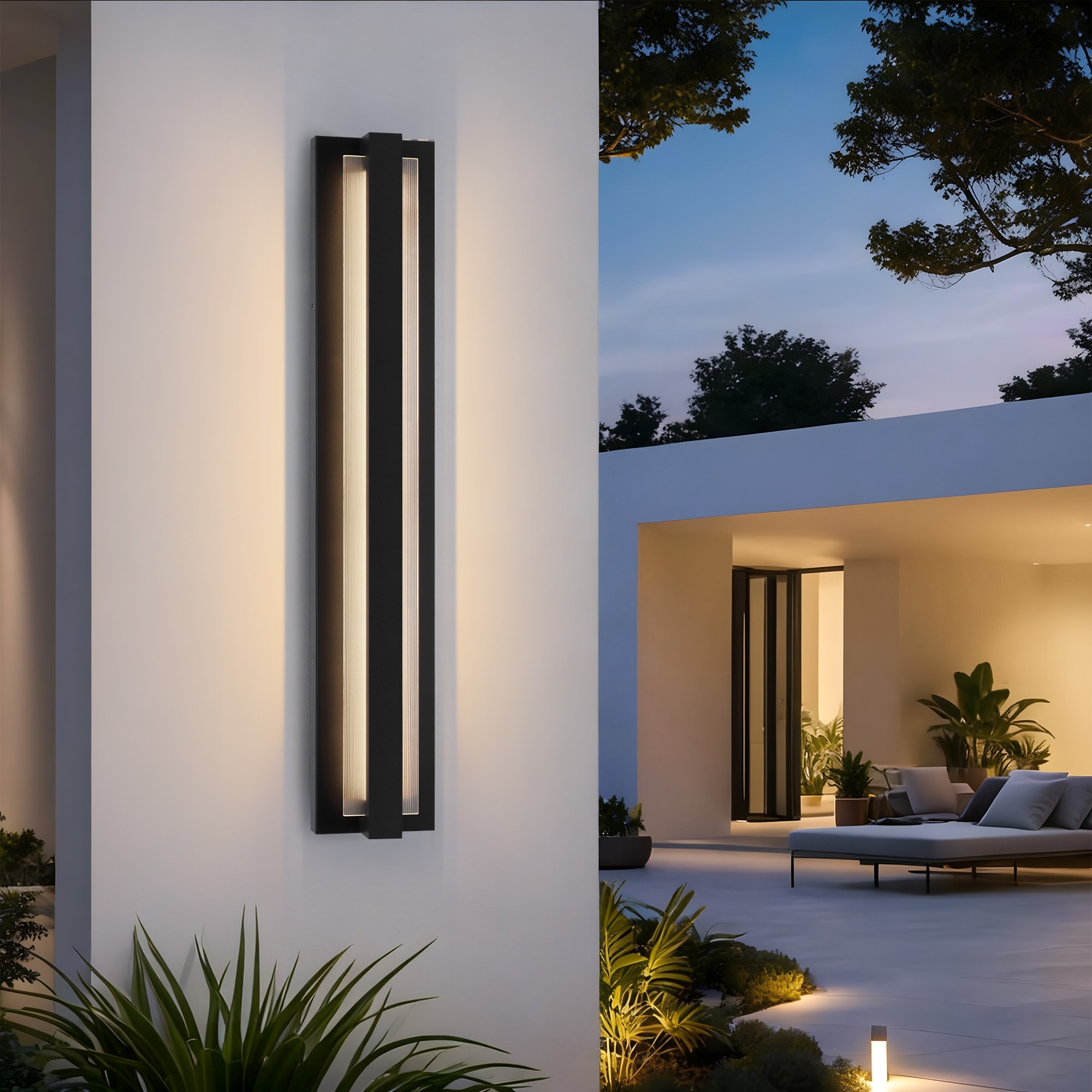 LamQee EXterior LED Wall Light 39.3-in H Matte Black Hardwired Integrated LED Outdoor Wall Light
