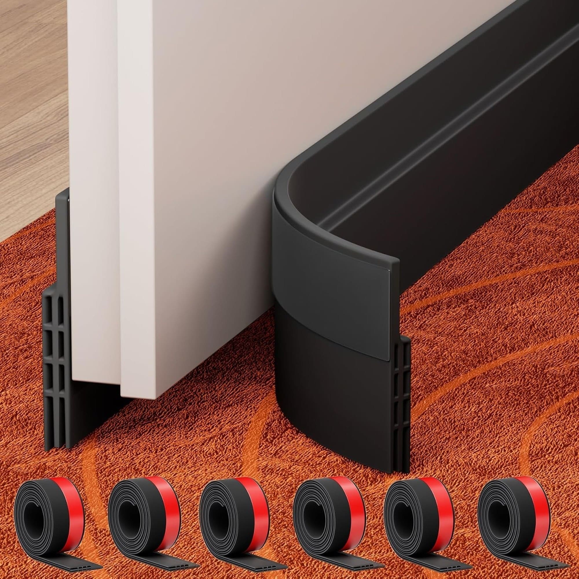 Numhew 39in L 2-Pack Triple Layer Black Under Door Draft Stopper