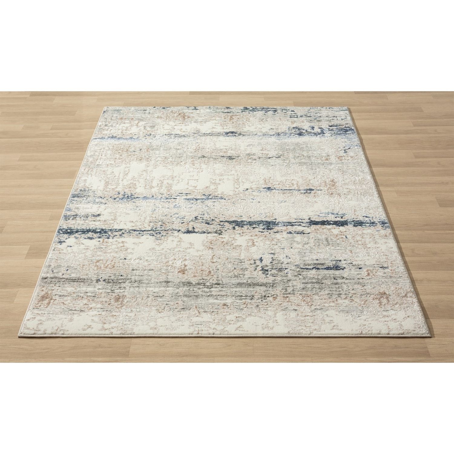 Gray and Beige Abstract Synthetic 5' x 7' Area Rug