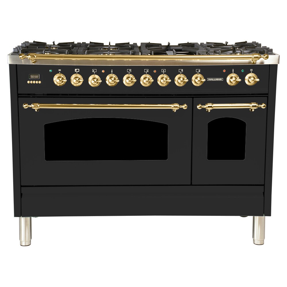 Hallman HDFR48BSMGLP 48-in 7 Burners 3.55-cu ft / 1.45-cu ft Freestanding Double Oven Dual Fuel Range (Matte Graphite)