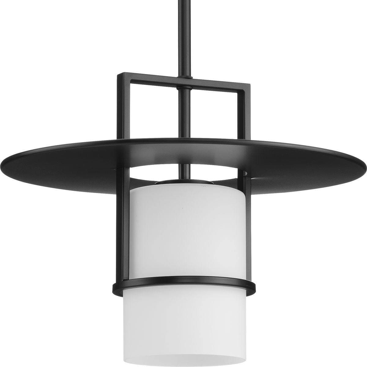 Progress Lighting P500446-31M Mystic Matte Black Modern/contemporary Etched glass Cylinder Medium Hanging Pendant light
