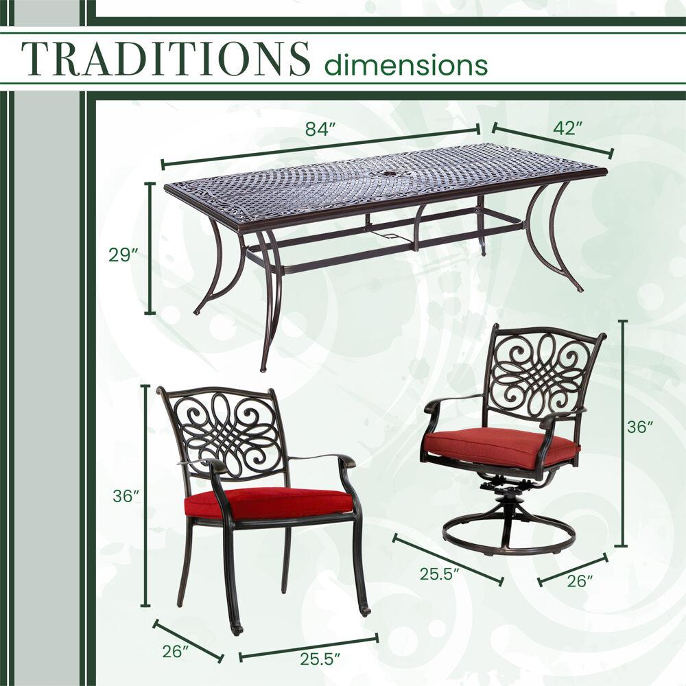 Hanover TRAD9PCSW2-RED Patio-Dining-Sets - View #3