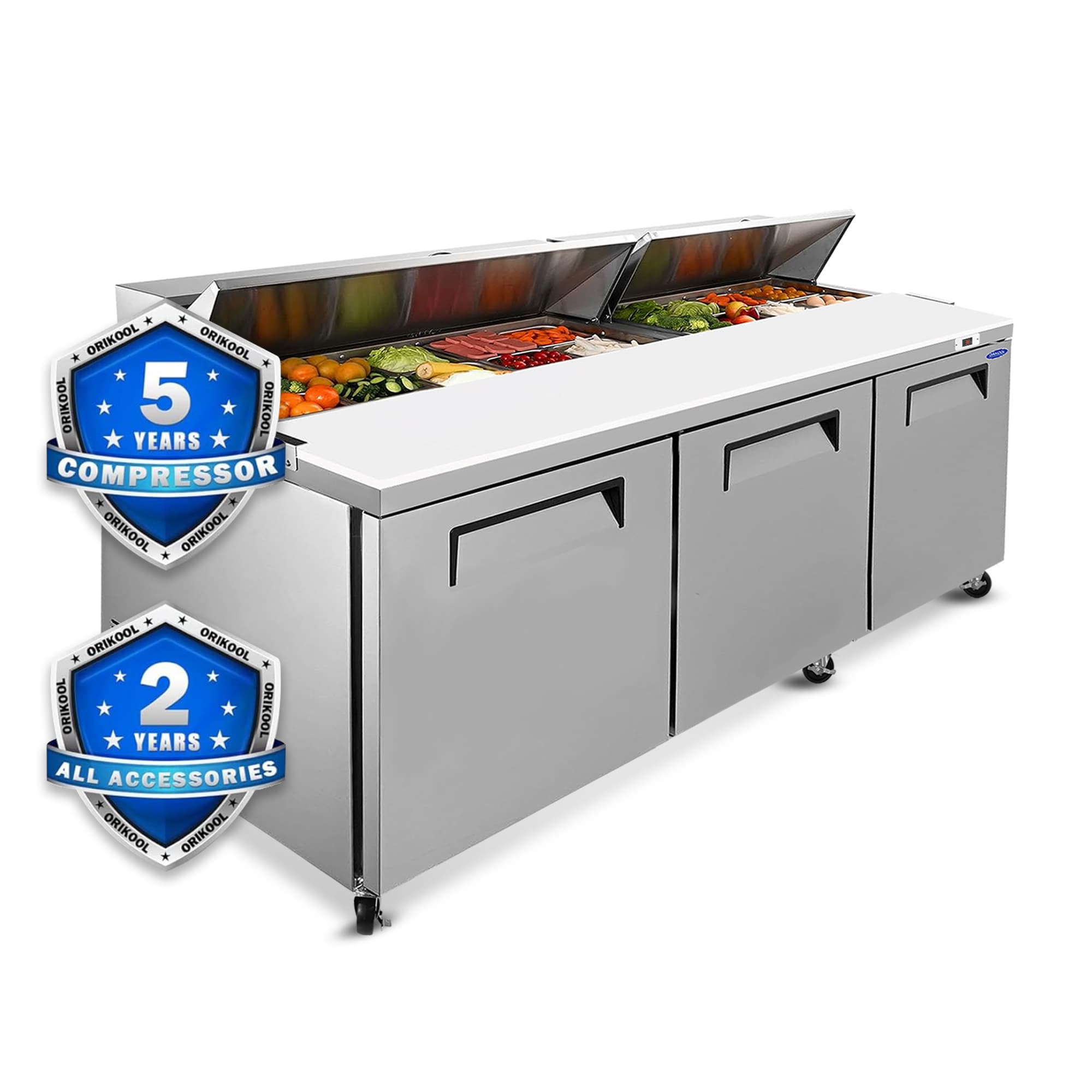 Xspracer ML-CR119 CR 22-cu ft Commercial Refrigerators 3 Stainless steel -Door Undercounter ( Sliver )