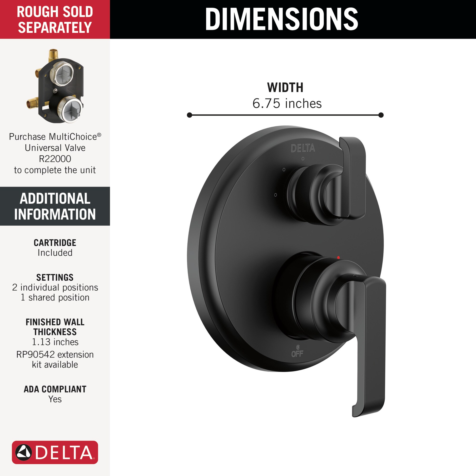Delta T24889-BL Bath-Shower-Facc - View #2