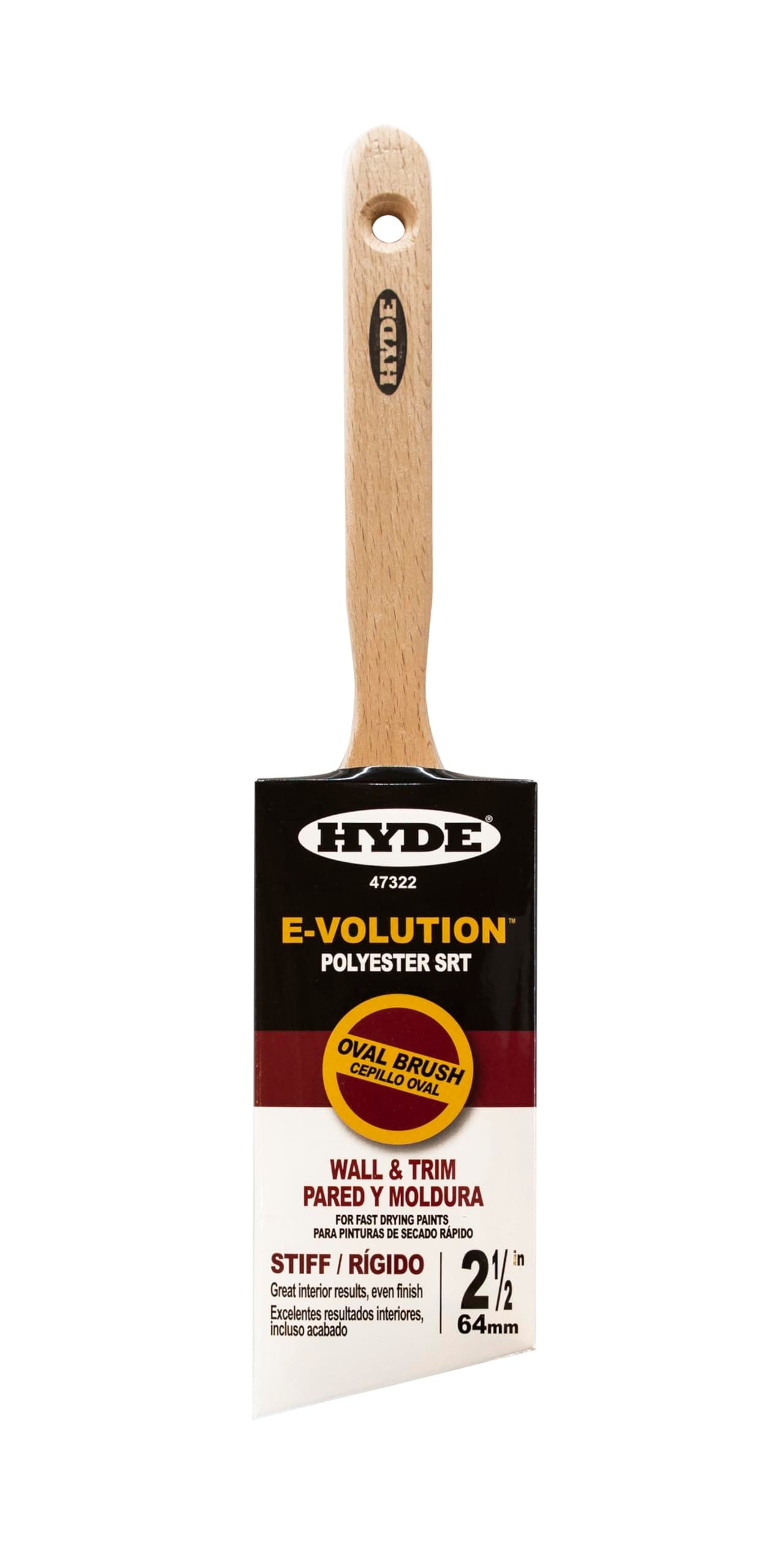 HYDE  47322 2.5 Inch E-Volution SRT Polyester Stiff Blend Oval Paint Brush
