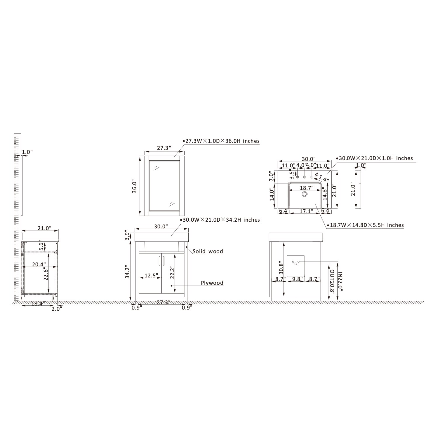 Altair 550030-WP-AW Bath-Vanity-Combo - View #10