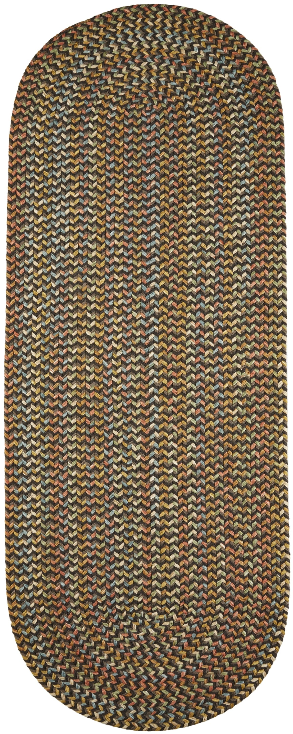 Rhody Rug CY37R024X048 2 x 4 (ft) Braided Polypropylene Brown Velvet Oval Indoor/Outdoor Geometric Area rug