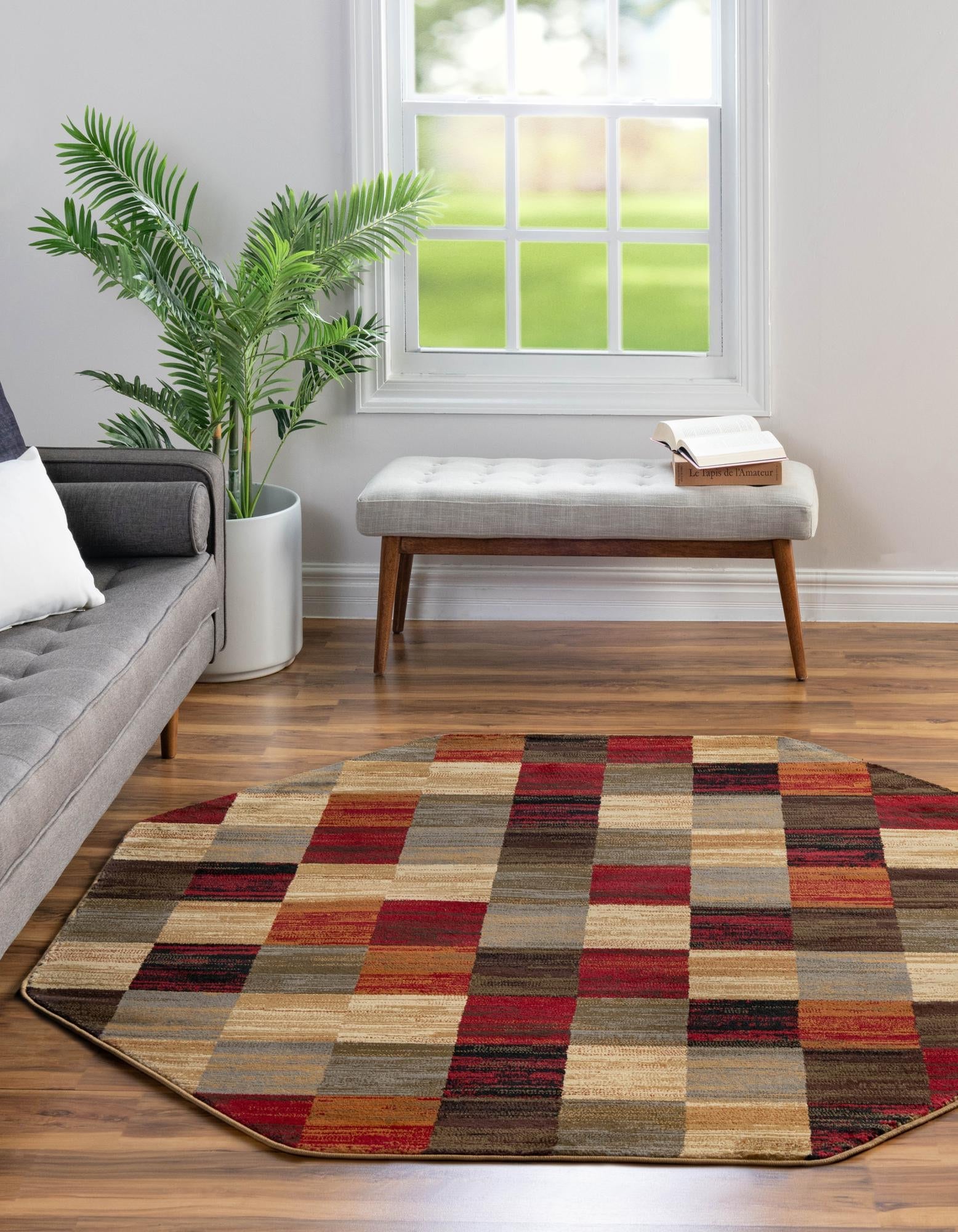 Multi-Color Geometric Octagon Synthetic Indoor Area Rug