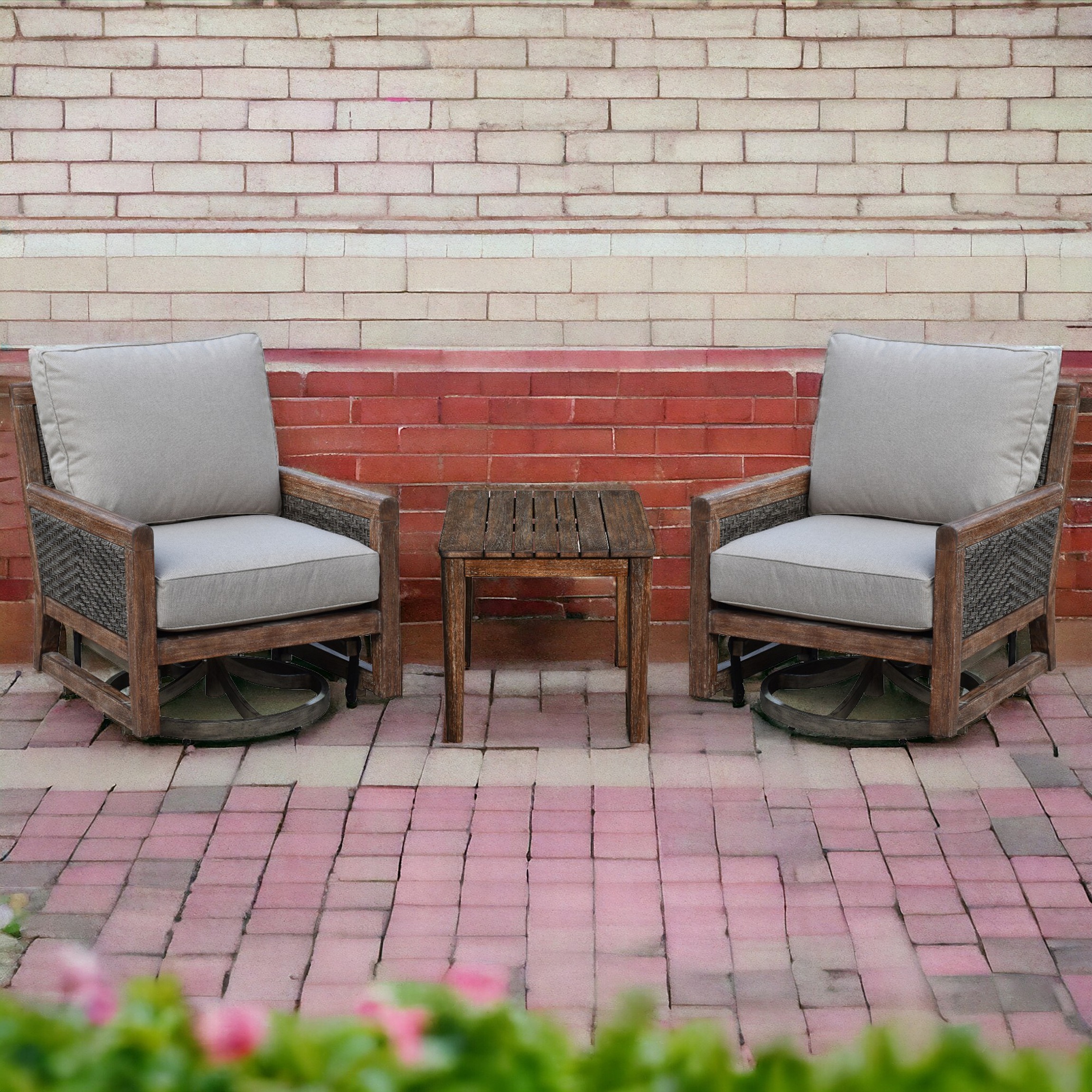 Courtyard Casual 5444 Bermuda 3-Piece Rattan Patio Conversation Set with Brown Sunbrella Cushions