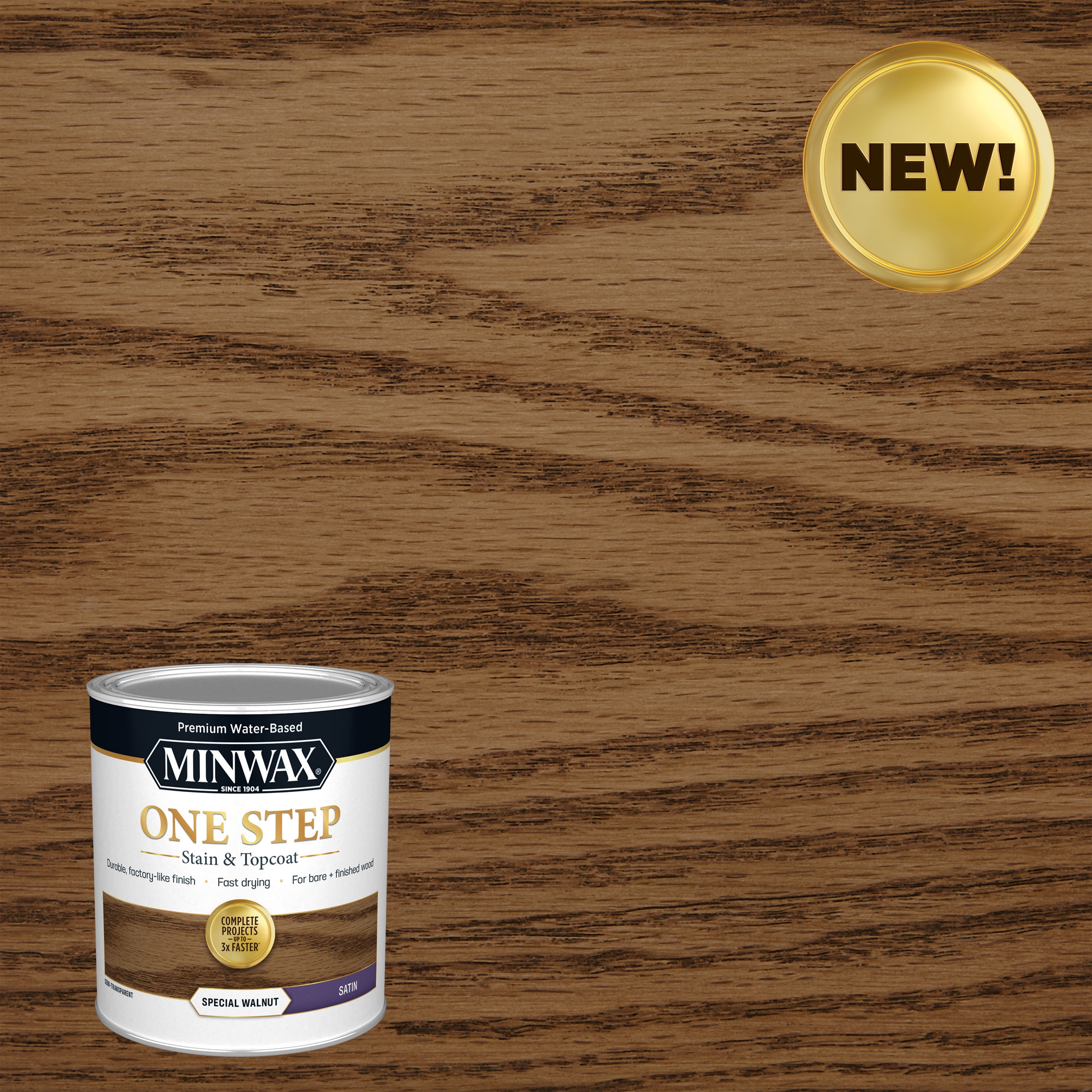 Minwax One Step Water-based Special Walnut Semi-transparent Satin Interior Stain ( 1-quart )
