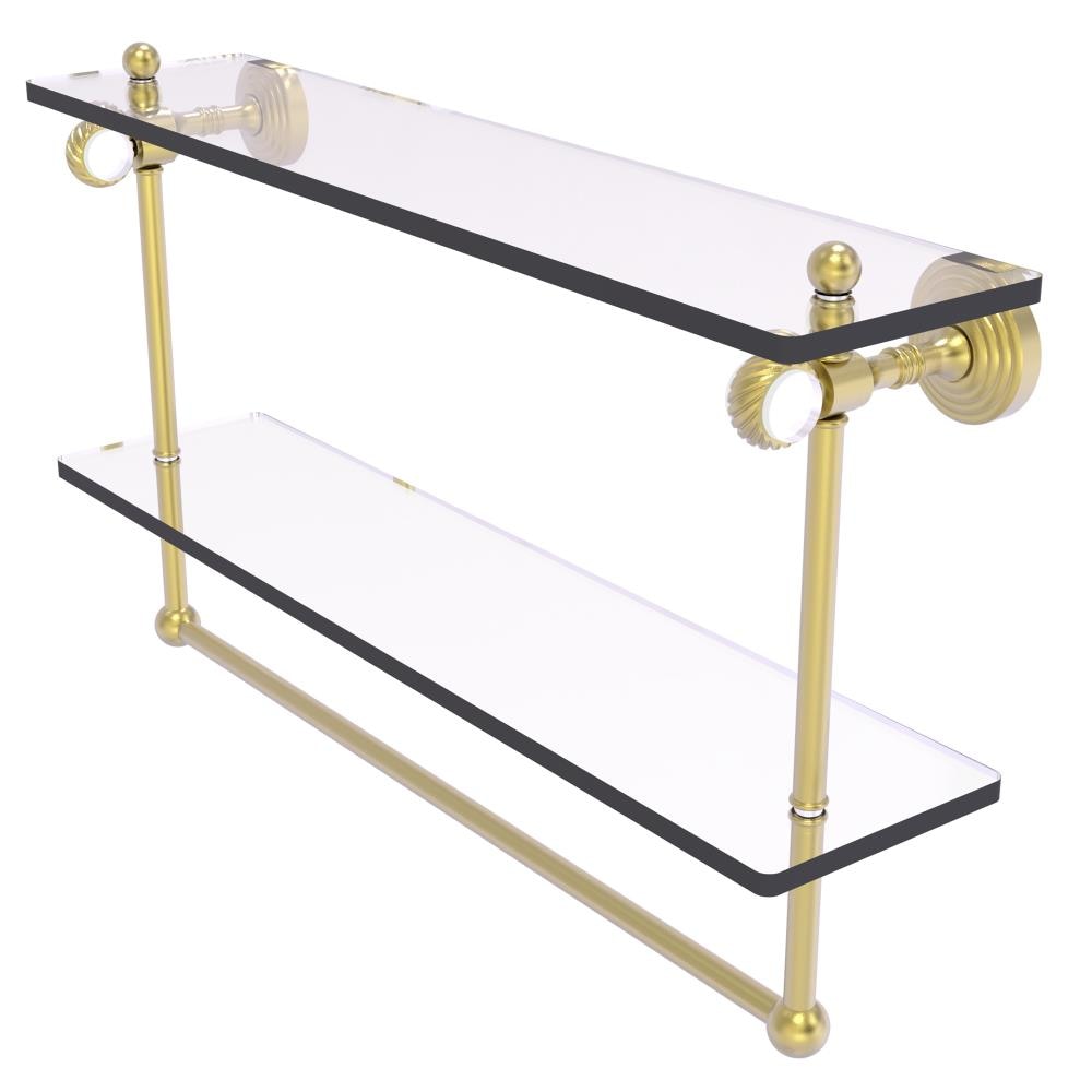 Allied Brass PG-2TBT-22-SBR Pacific Grove Satin Brass 2 -Tier Wall mount Bathroom Shelf ( 22-in x 13-in x 5-in )