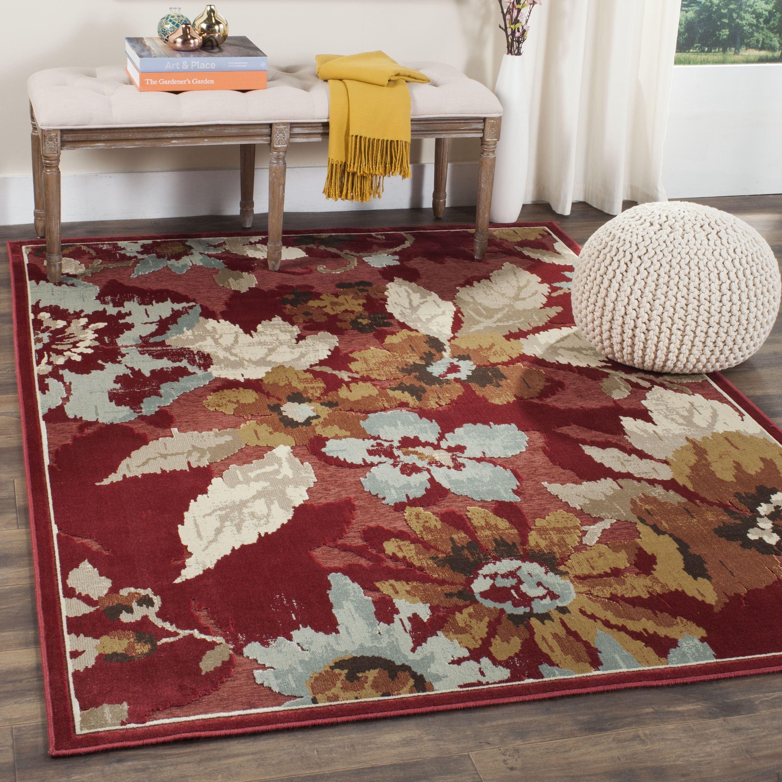 Safavieh PAR148-220-8 Paradise Kendrick 8 x 11 (ft) Loomed Synthetic Red/Multi Rectangular Indoor Floral/Botanical Oriental Area rug