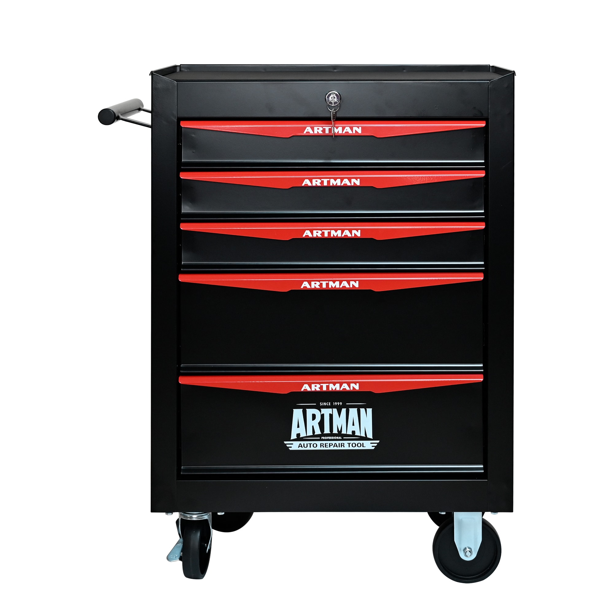 Wooakway Multifunctional Bottom Tool Cabinet with Lockable Wheels Durable Rolling Tool Cabinet Featuring Sliding Drawers Spacious Garage Storage Cabinet